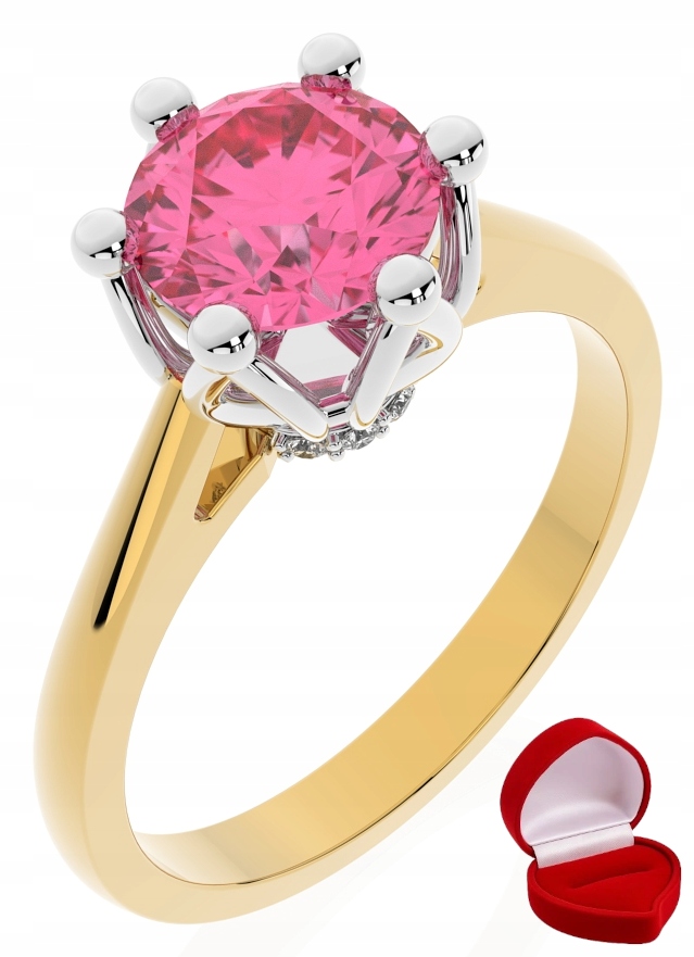 Zlatý Prstýnek 585 14k Safír 1 ct Krabička R8