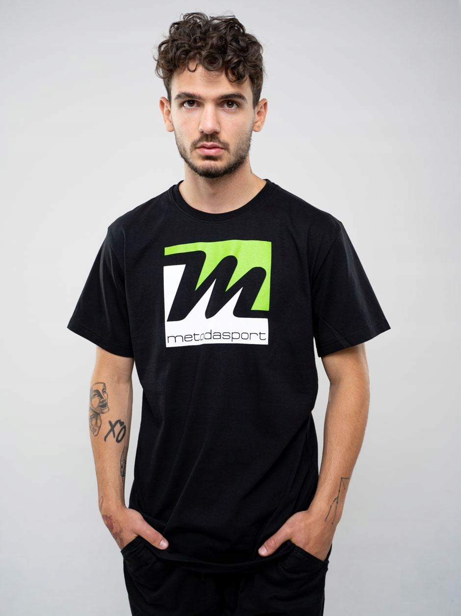 

Koszulka Metoda Sport Tee Modna Czarno Zielona L