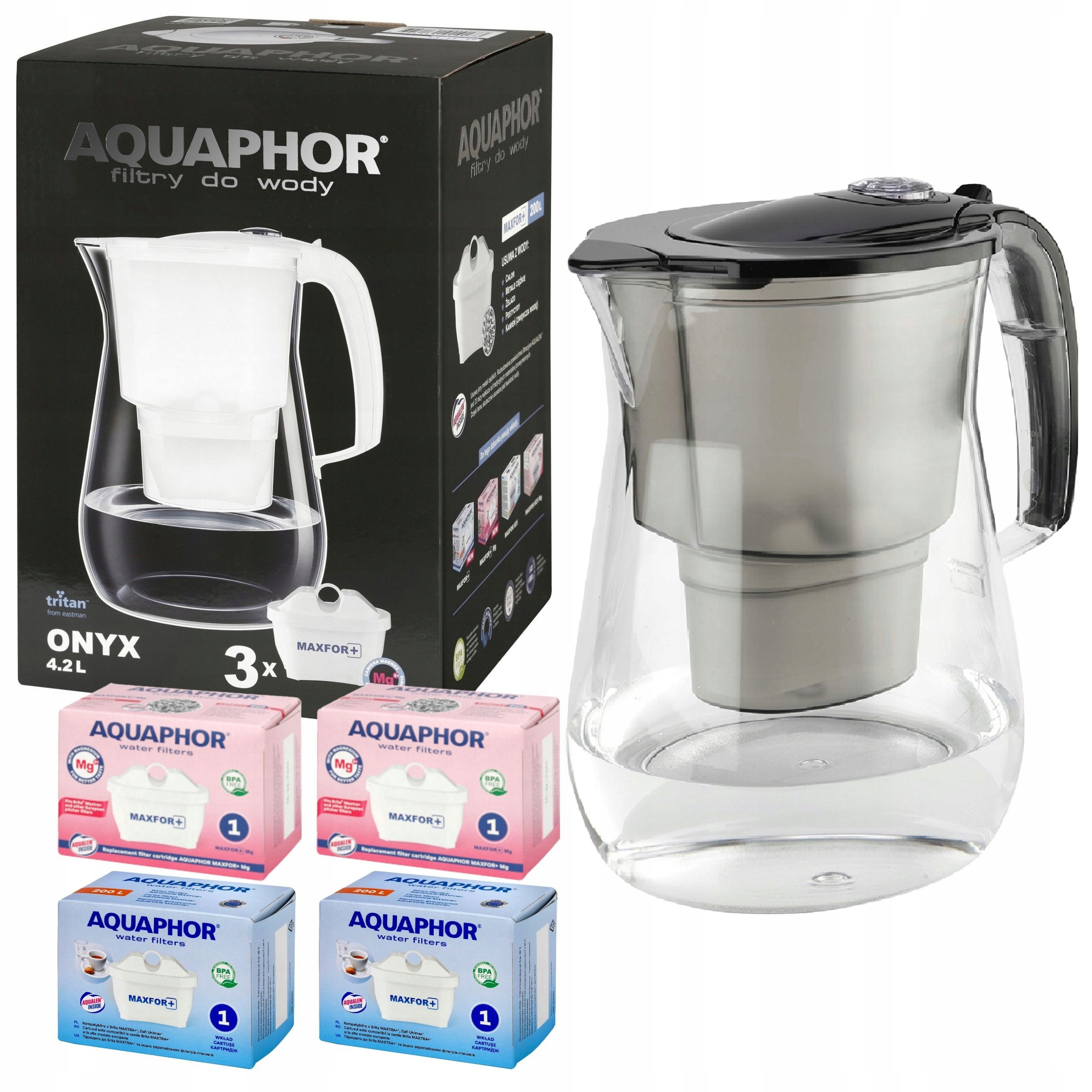 Džbán Aquaphor Onyx černý filtrační sada filtrů (2 zw 2 Mg)