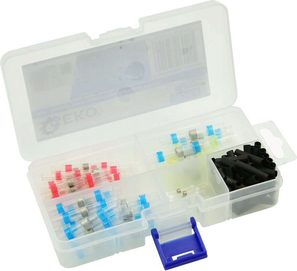 ZŁĄCZKI TERMOKURCZLIWE Z CYNĄ RURKI KOSZULKI 0,25-6MM2 100SZT. 5 ROZ. GEKO Marka Geko