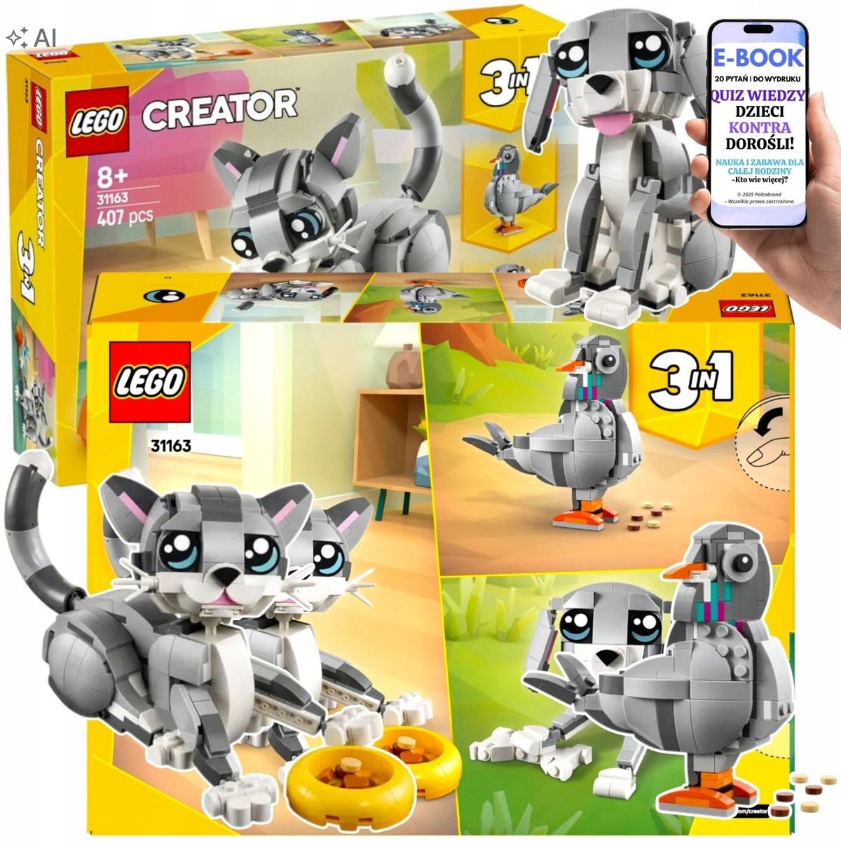 Lego Zwierzęta Creator 3w1 Psotny Kot Pies Dla Dziecka EBOOK-2