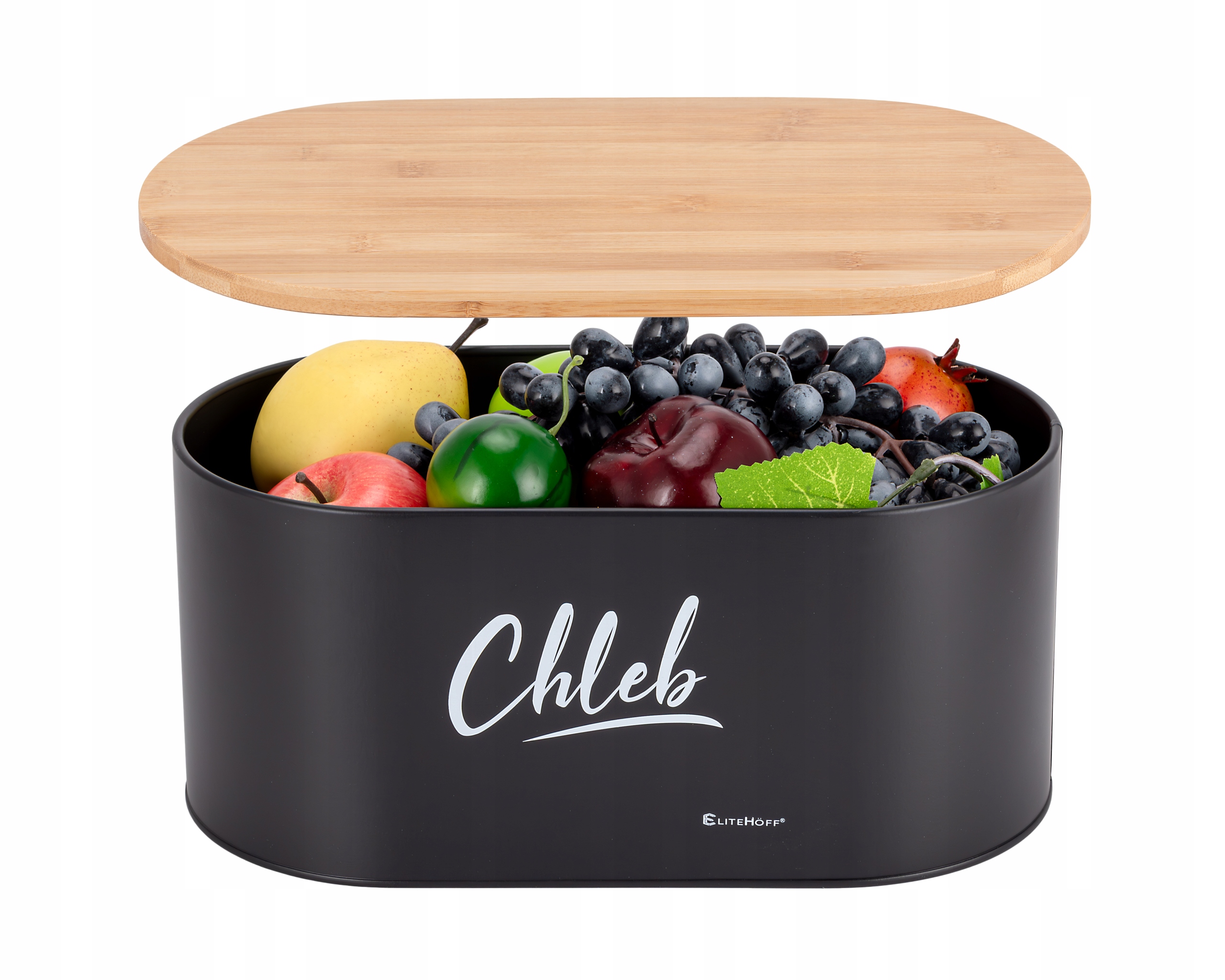 STALOWY CHLEBAK Z POKRYWKĄ BAMBUSOWĄ DESKĄ POJEMNIK NA CHLEB BUŁKI PIECZYWO EAN (GTIN) 8018659232408