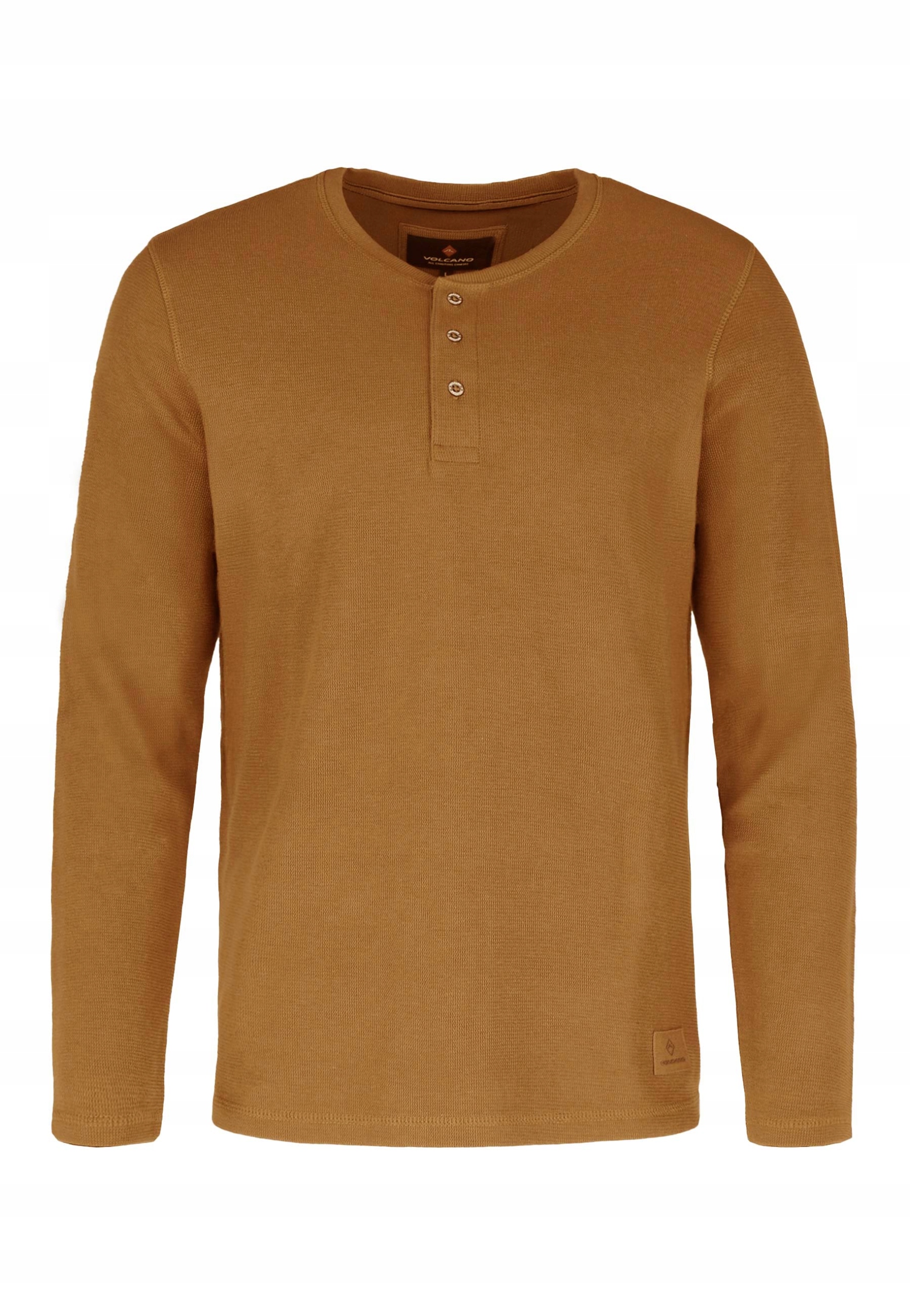 Męski Longsleeve karmelowy Regular Fit Volcano L-azux L
