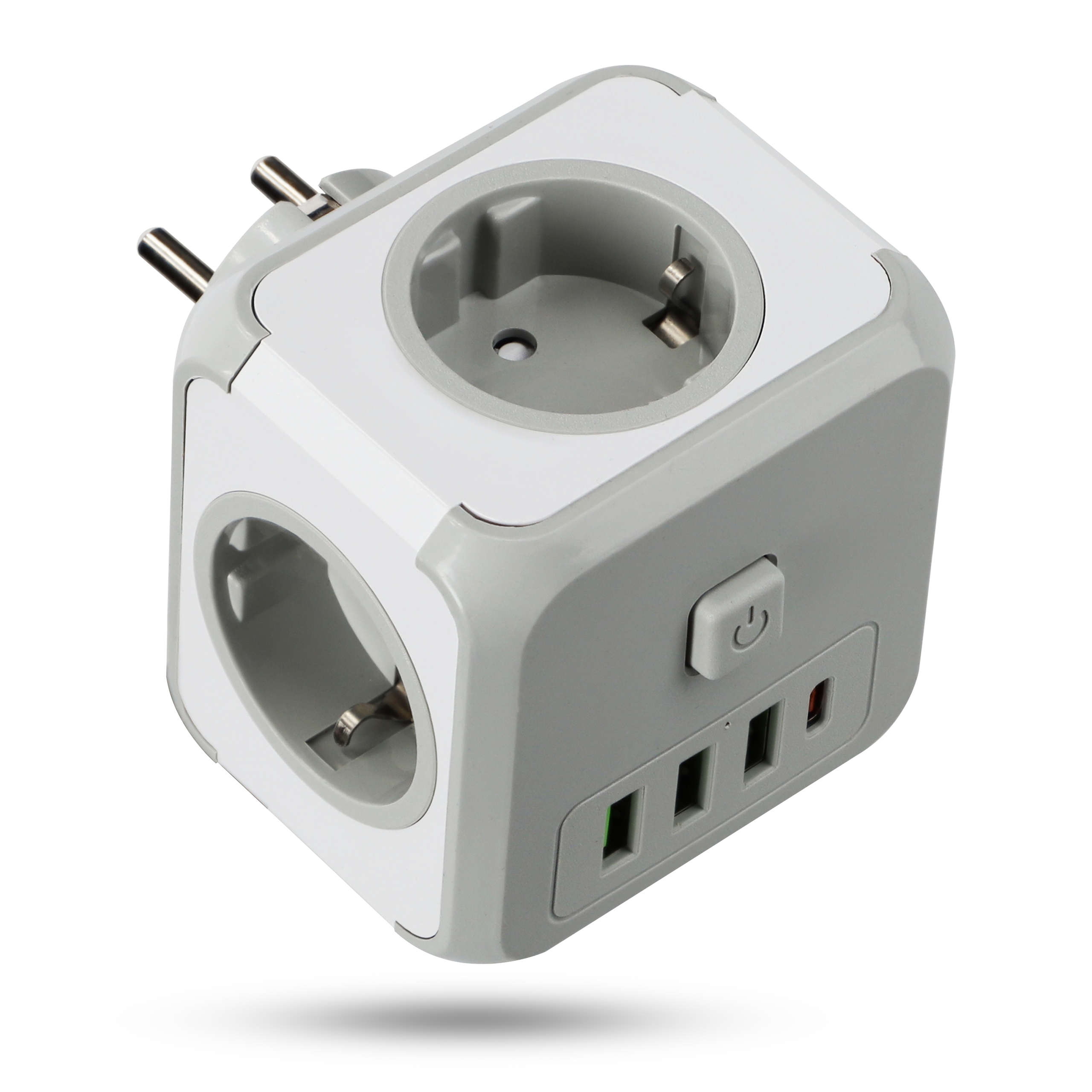 Przedłużacz Smartled 3 gniazda z uziemieniem 0,01 m biały z USB