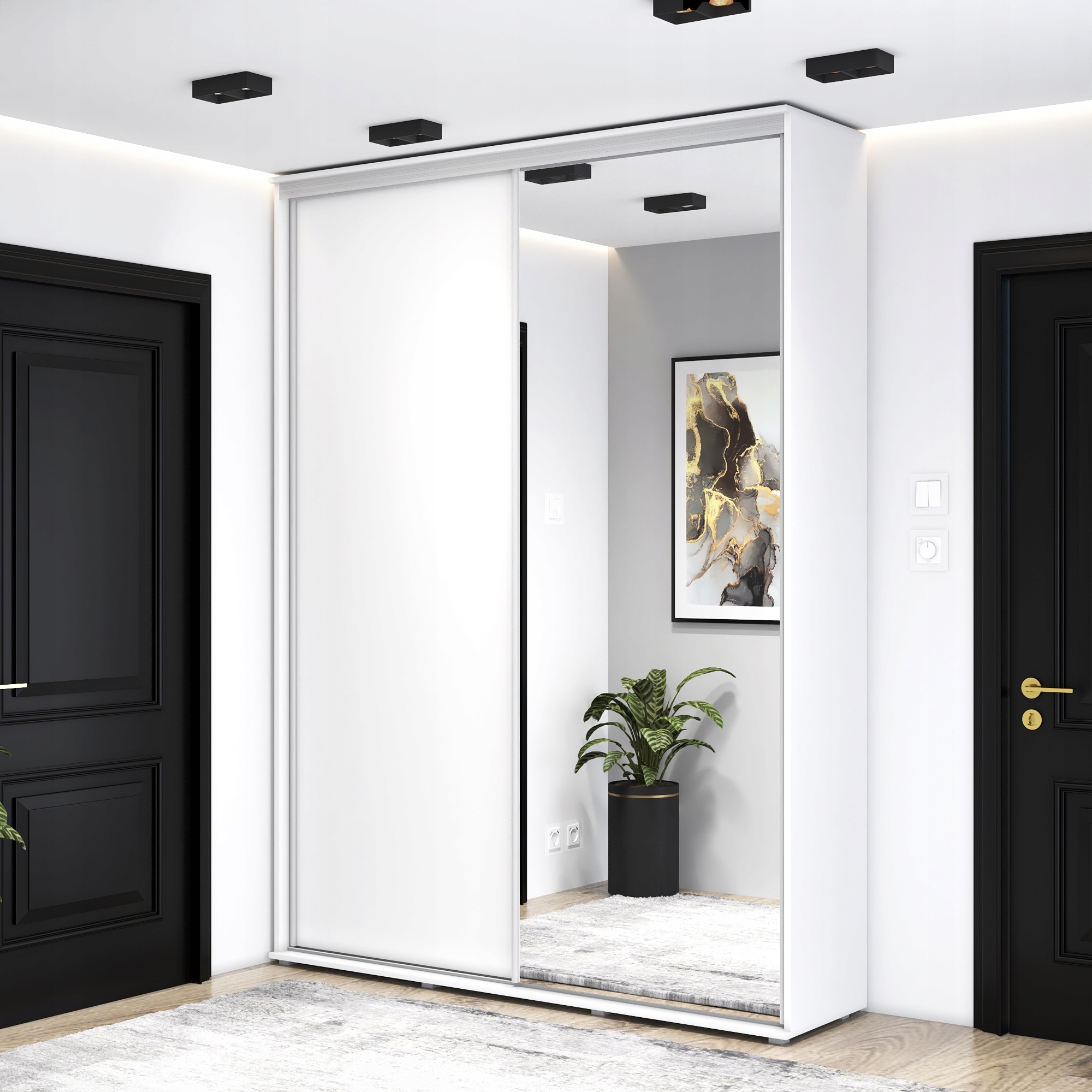 Szafa przesuwna VERA ALU 140x242x45 WYSOKA PÓŁKI Materiał płyta laminowana