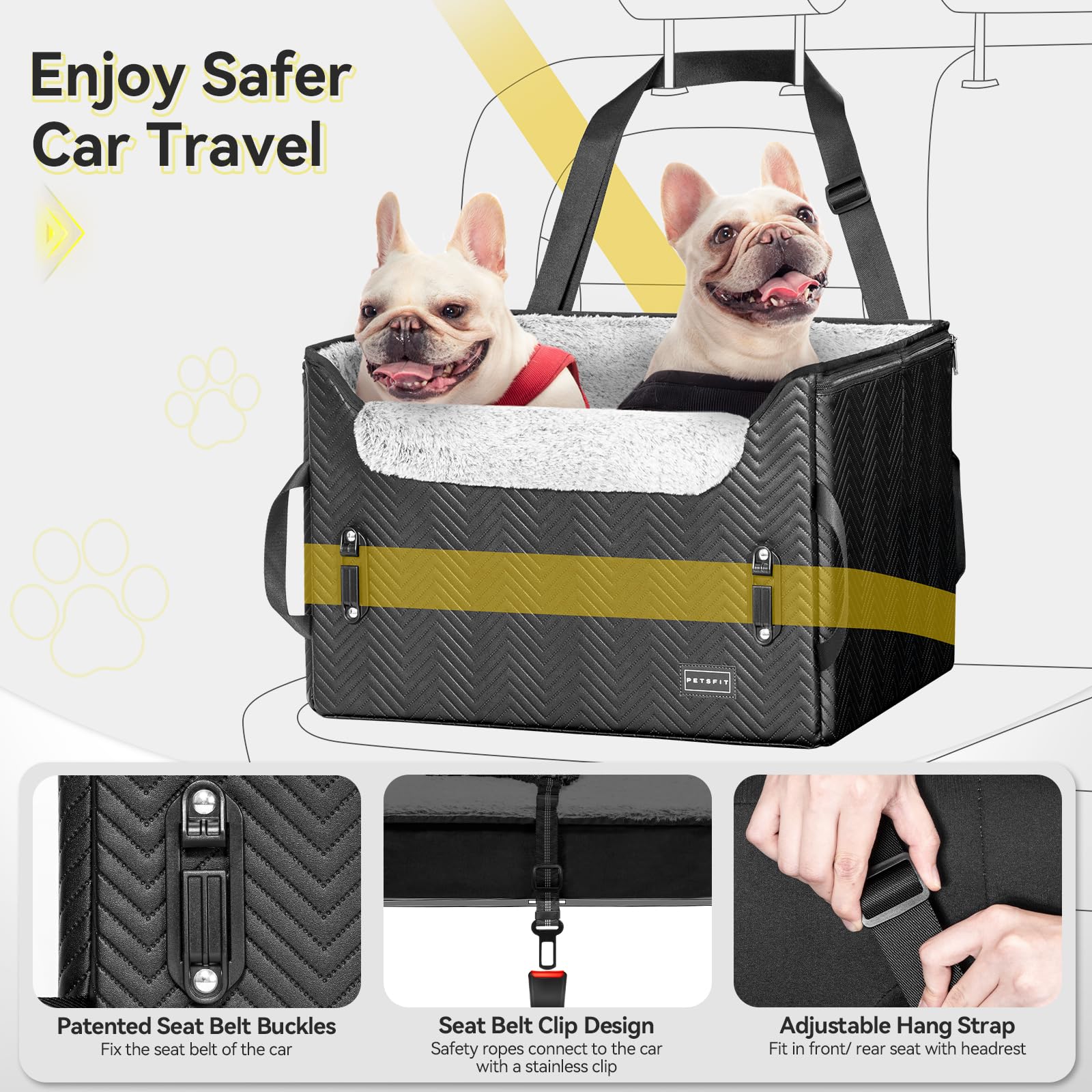 PETSFIT Fotelik Samochodowy Dla Psów Do 12kg Z Pasy Bezpieczeństwa — miniatura 4