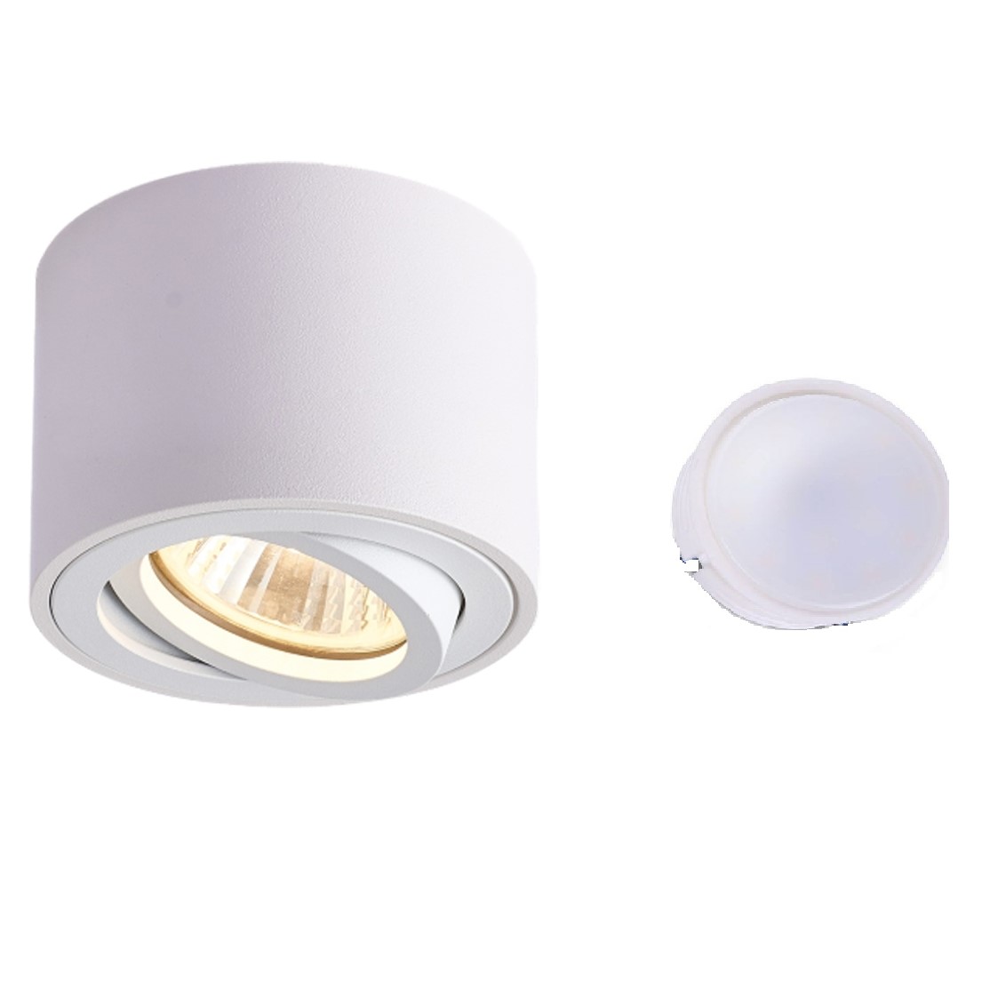 Oprawa natynkowa halogenowa TUBA ruchoma biała + żarówka LED insert