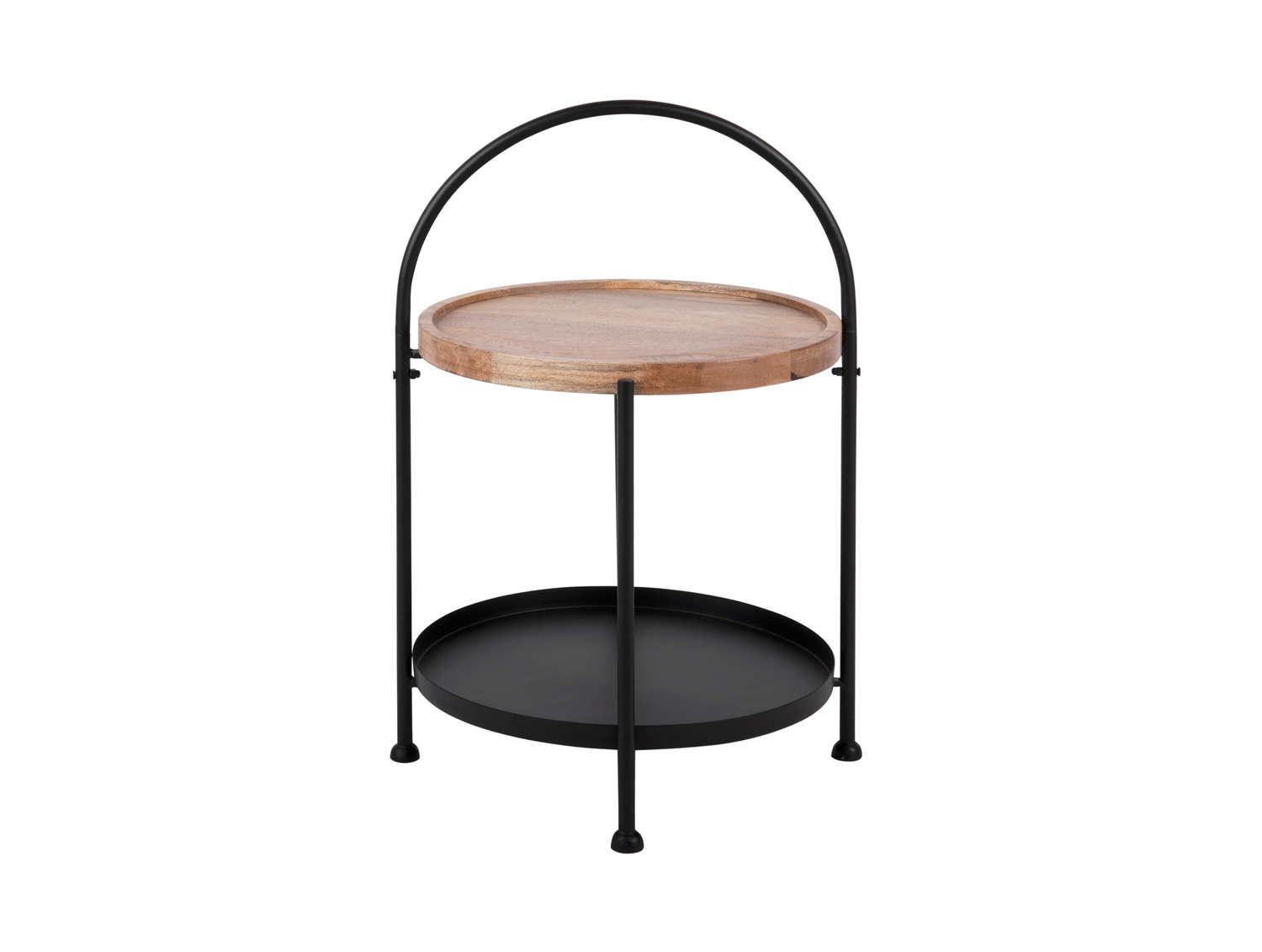 Dřevěný Konferenční Stolek Kulatý, Přenosný Ø 39 X 55 Kovová Konstrukce