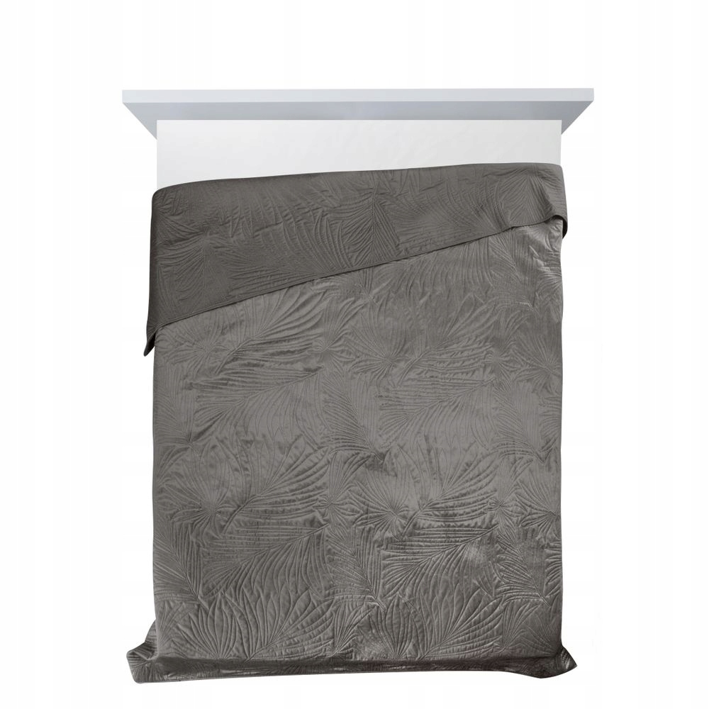 Dekorativní přehoz LUIZ-4 170x210 grafitový s palmovými listy