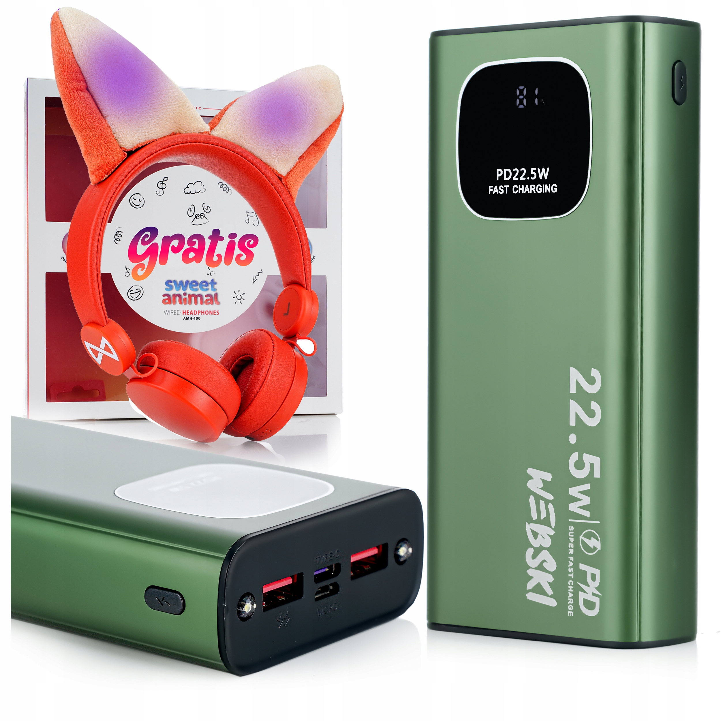 

Power Bank 30000 Qc Pd 22.5W Aluminiowy 5V/9V/12V
