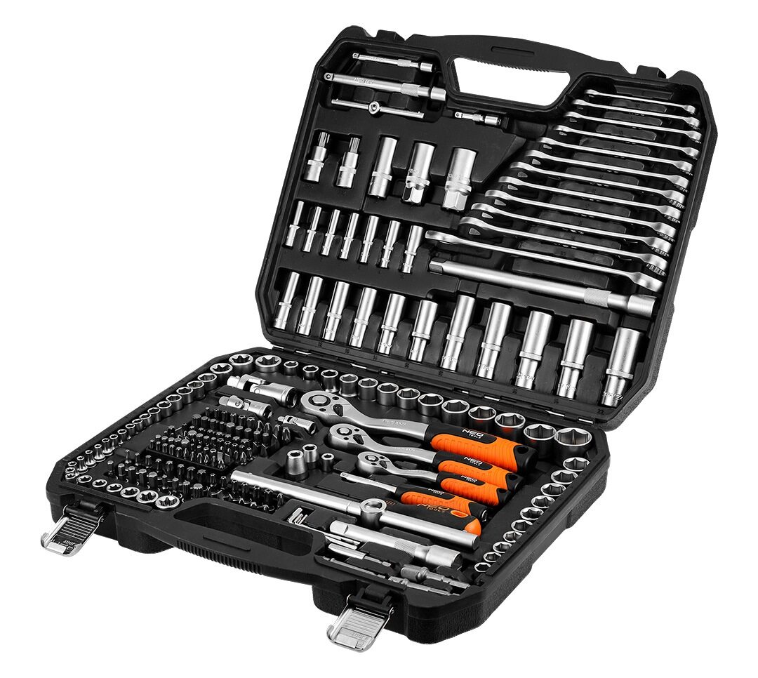 Zestaw kluczy nasadowych 220 el. 1/2" 3/8" 1/4" Neo Tools 10-220