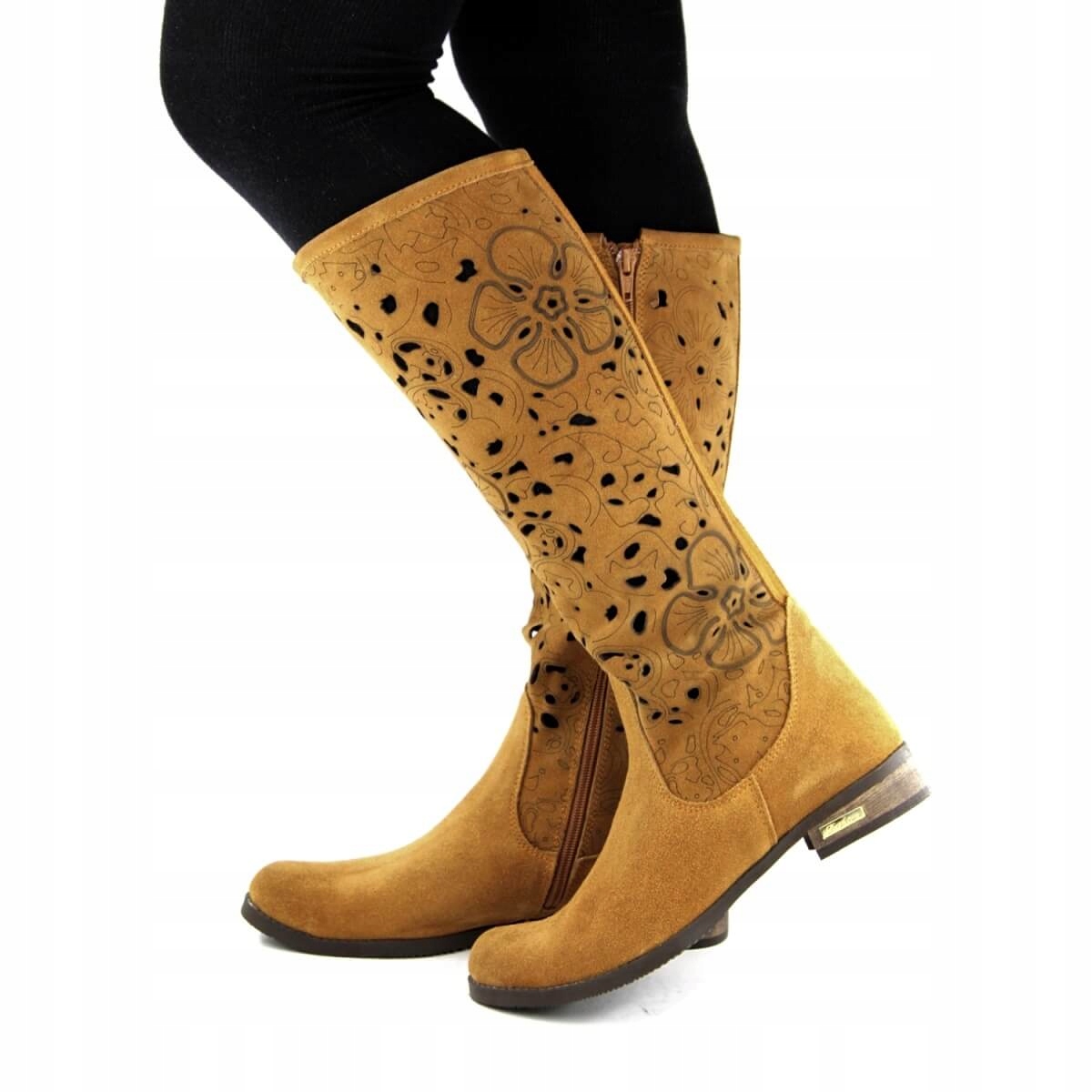 Kozaki skórzane Bastek ażurowe obuwie damskie 38 Płeć kobieta