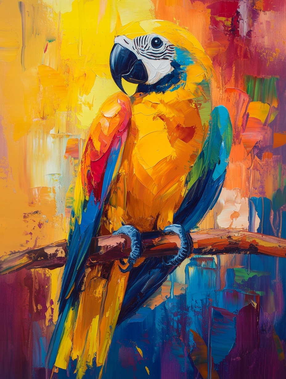 Obraz Na Plátně Canvas Barevný Papoušek Ara Abstrakce Malířství 75x100