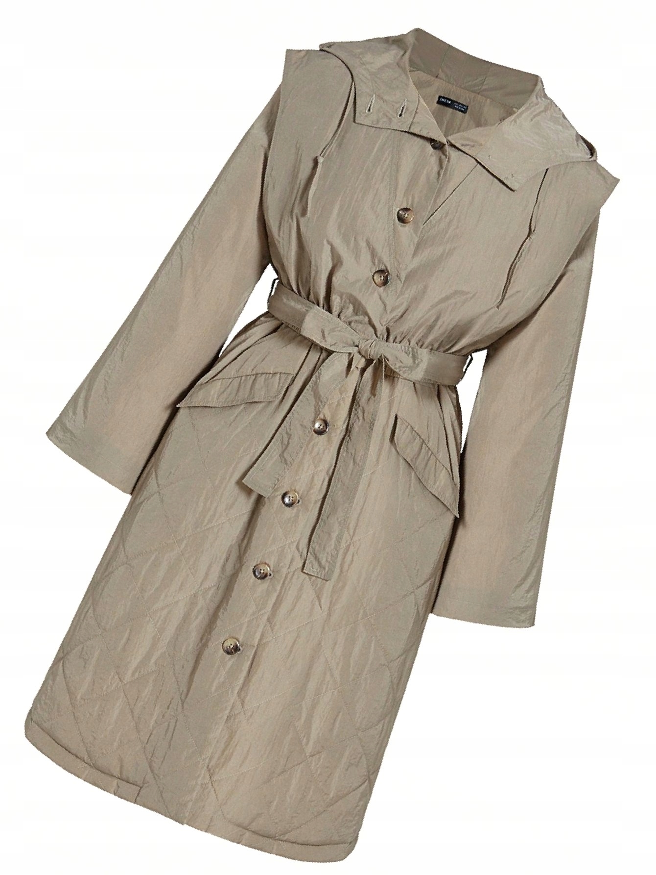 Dámská bunda S Kapucí Khaki s zateplením, prošívaná, velikost Xs 34