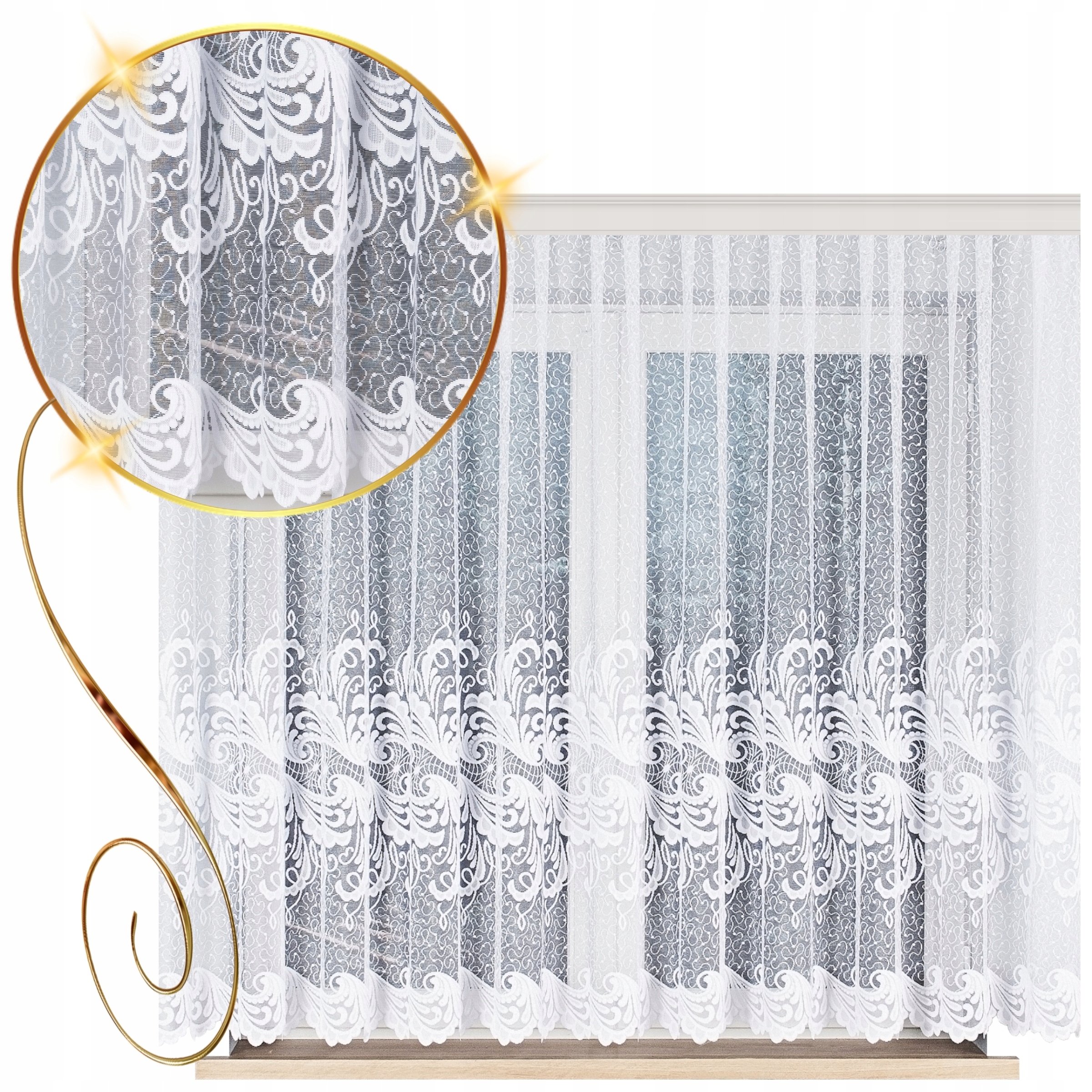 Hotová Záclona Bílá Žakárová Na Pásku Bez Žehlení 600x140 Žabky Pokoje