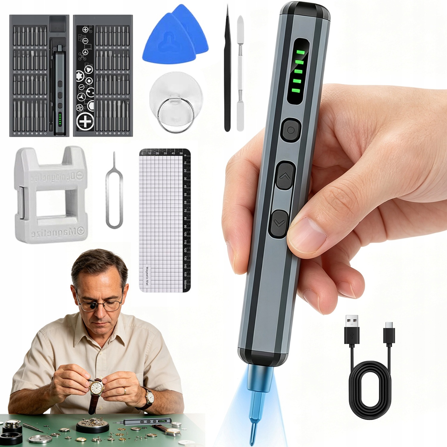 Elektrický Šroubovák 74V1 Přesný 64 Bitů 350MAH Odolný A Silný