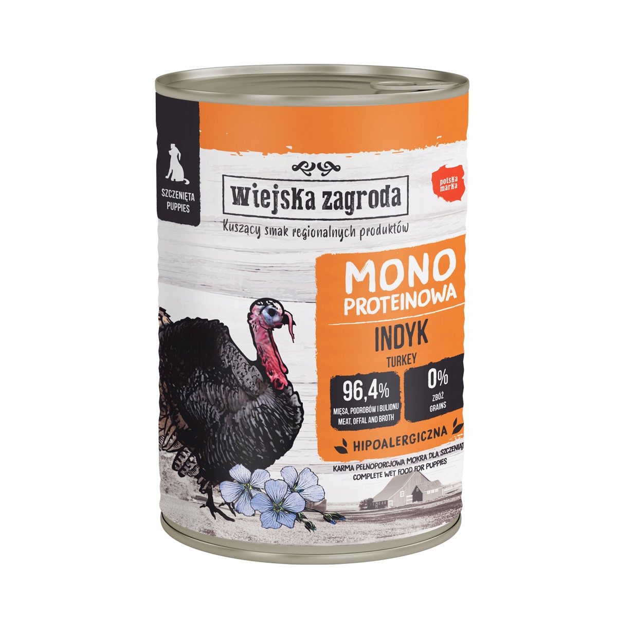 Wiejska Zagroda Vlhké krmivo pro psy Junior Monoproteinové Krůta 8x400 g