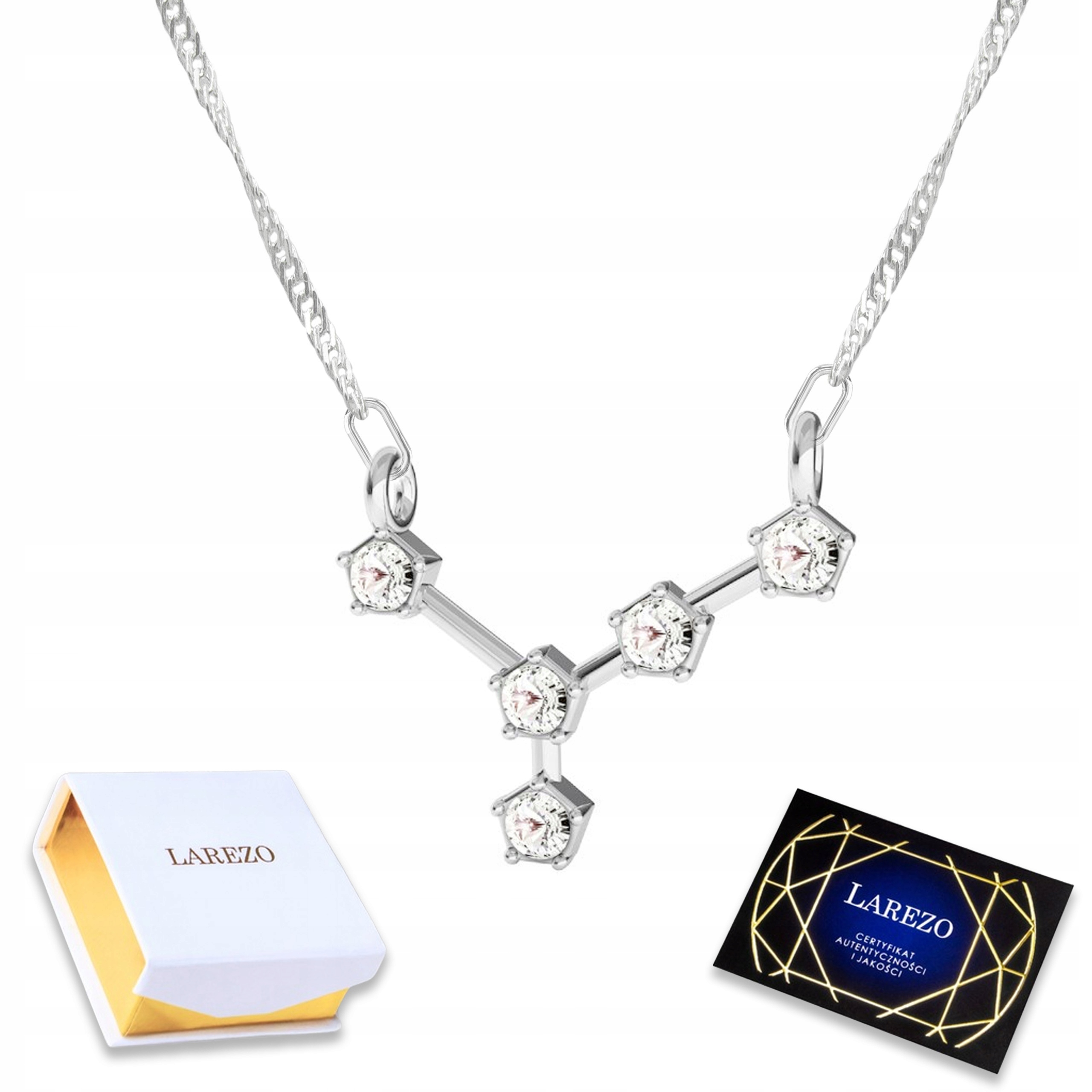 Stříbrný náhrdelník se znamením zvěrokruhu Rak Zirkon Zodiac Cancer Stříbro 925