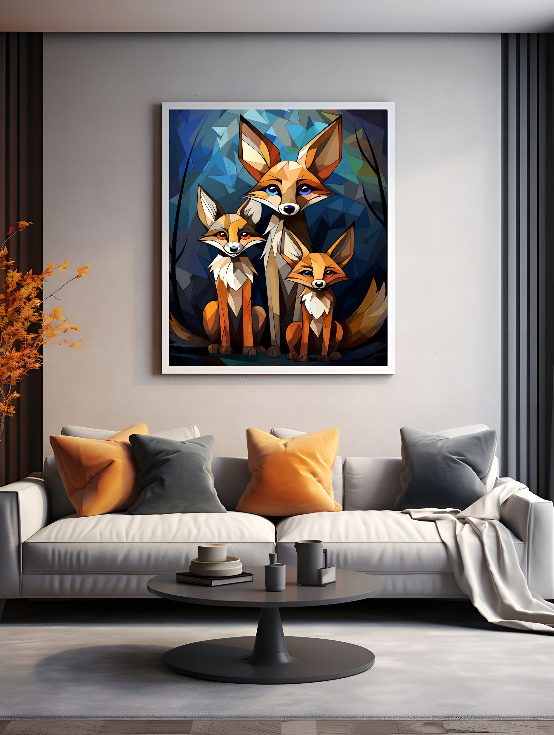 Plakat na Ścianę Obraz Lisy Rodzinka Sztuka Kolory 70x100cm Premium ElliveX Marka inna