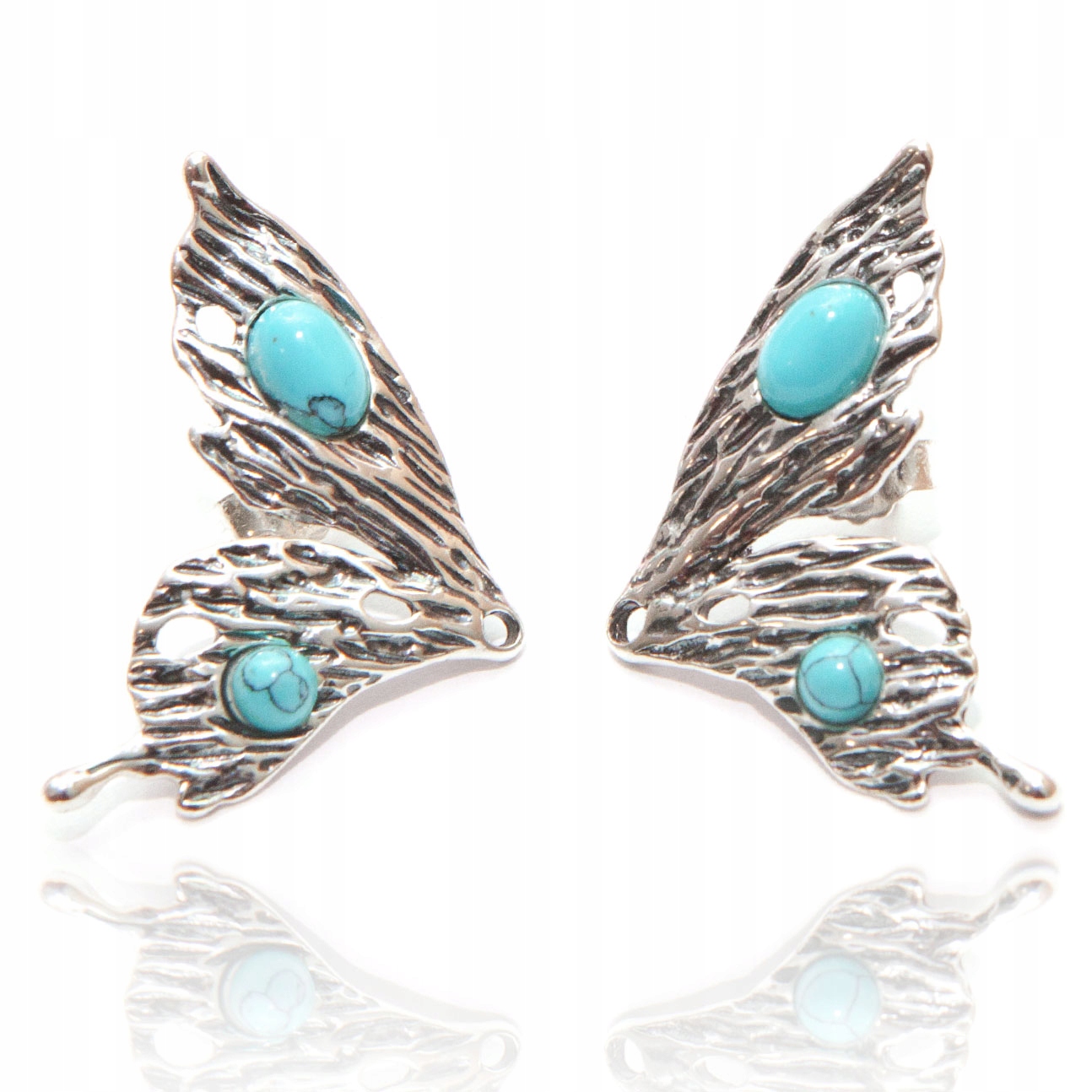 Stříbrné náušnice s motýlím křídlem stříbro 925 tyrkys