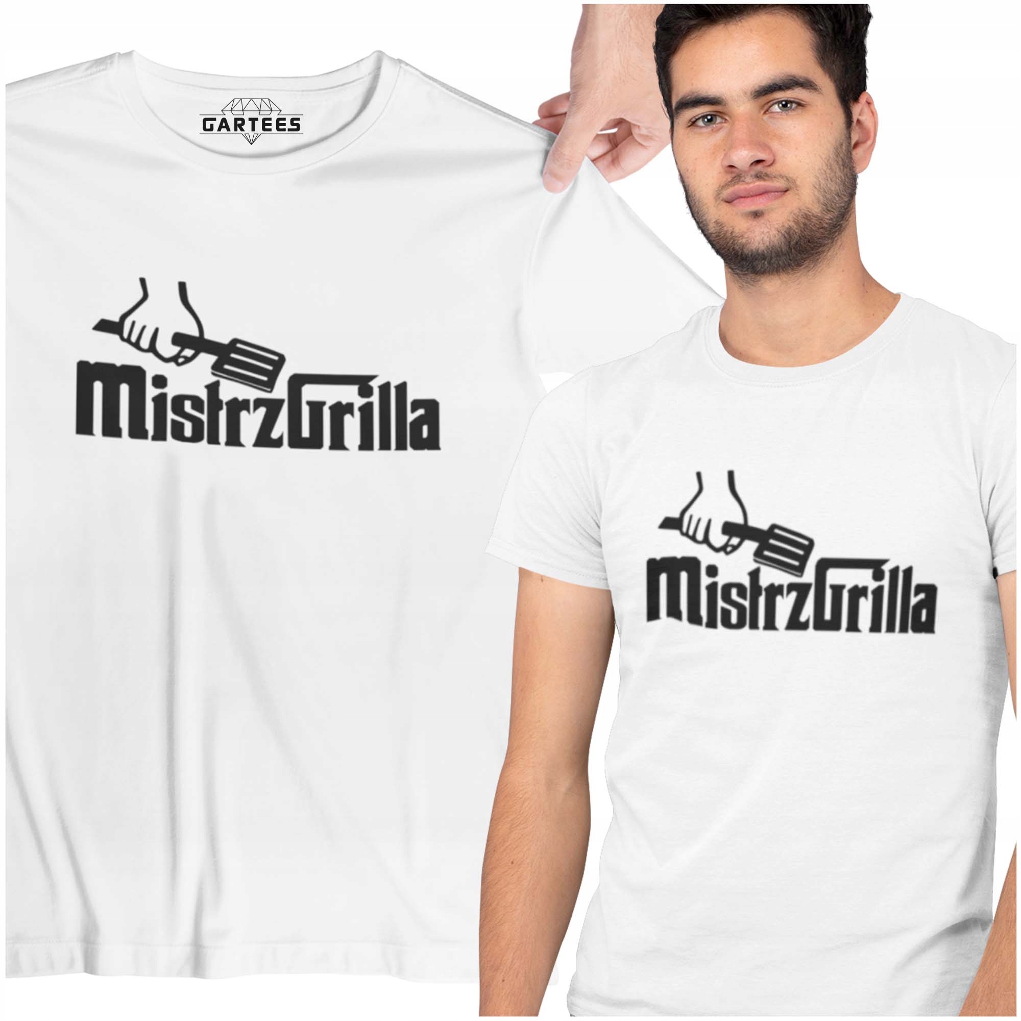 

Duży T-shirt Męski Grillowanie Super Mistrz Grilla