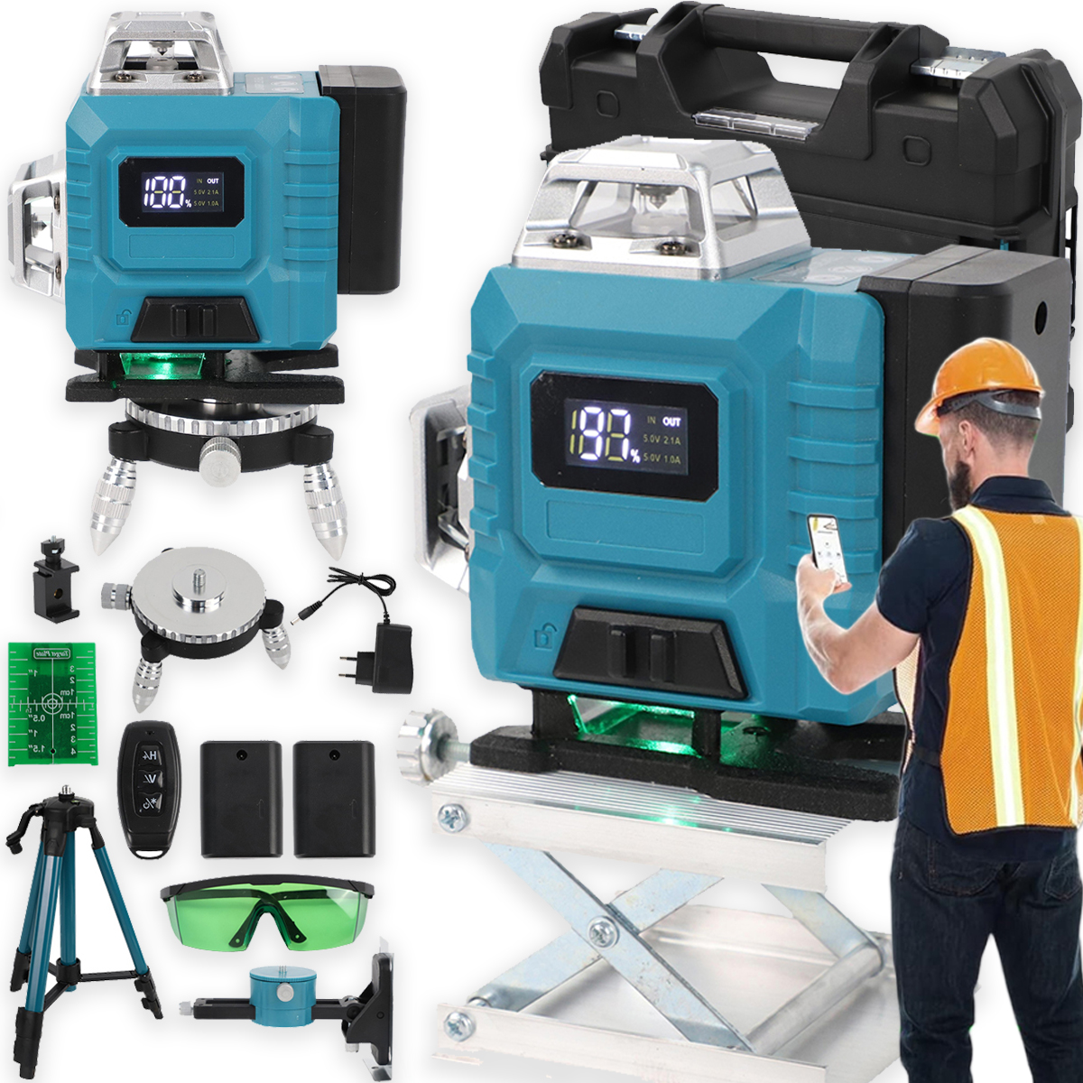 Laserová Vodováha 4D 16 Linií Křížová 360 Laser Sada Stativ