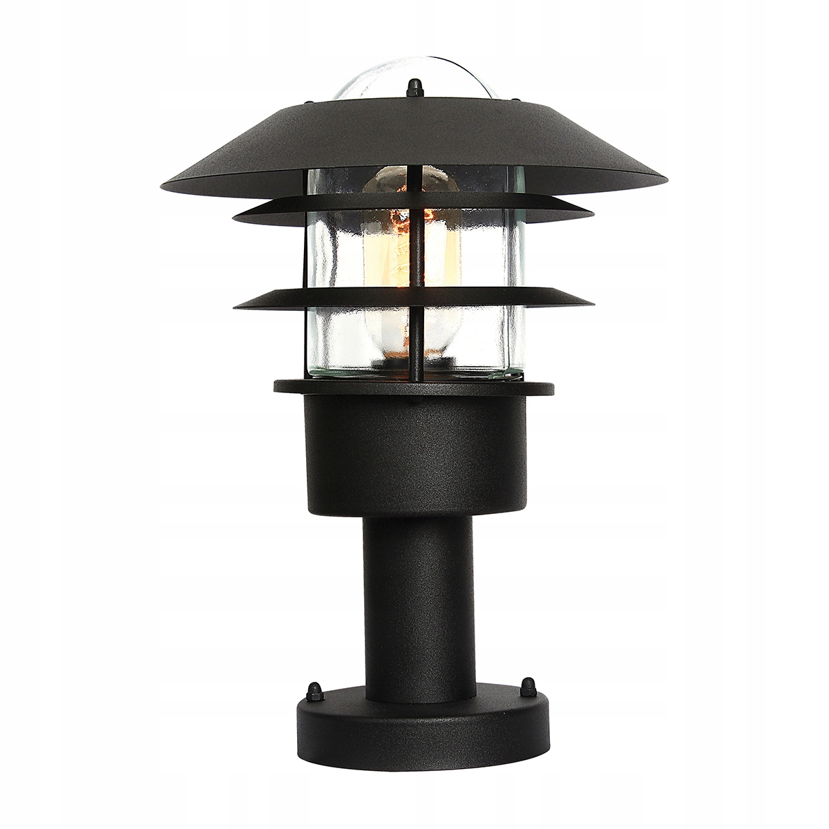 Stojací venkovní zahradní sloupková lampa industriální černá 30 cm Elstead