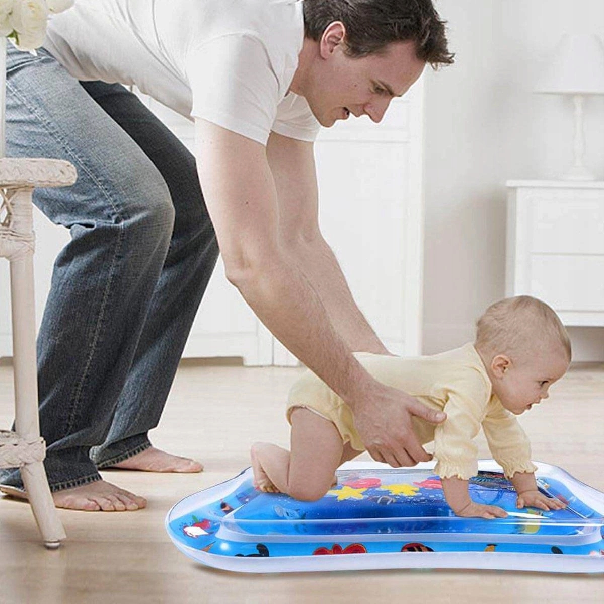 FELFÚJHATÓ VÍZI OKTATÓ SZŐNYEG ÉRZÉKSZERVI CSILLAG CSECSEMŐKNEK KÉNYELMES Anyag műanyag