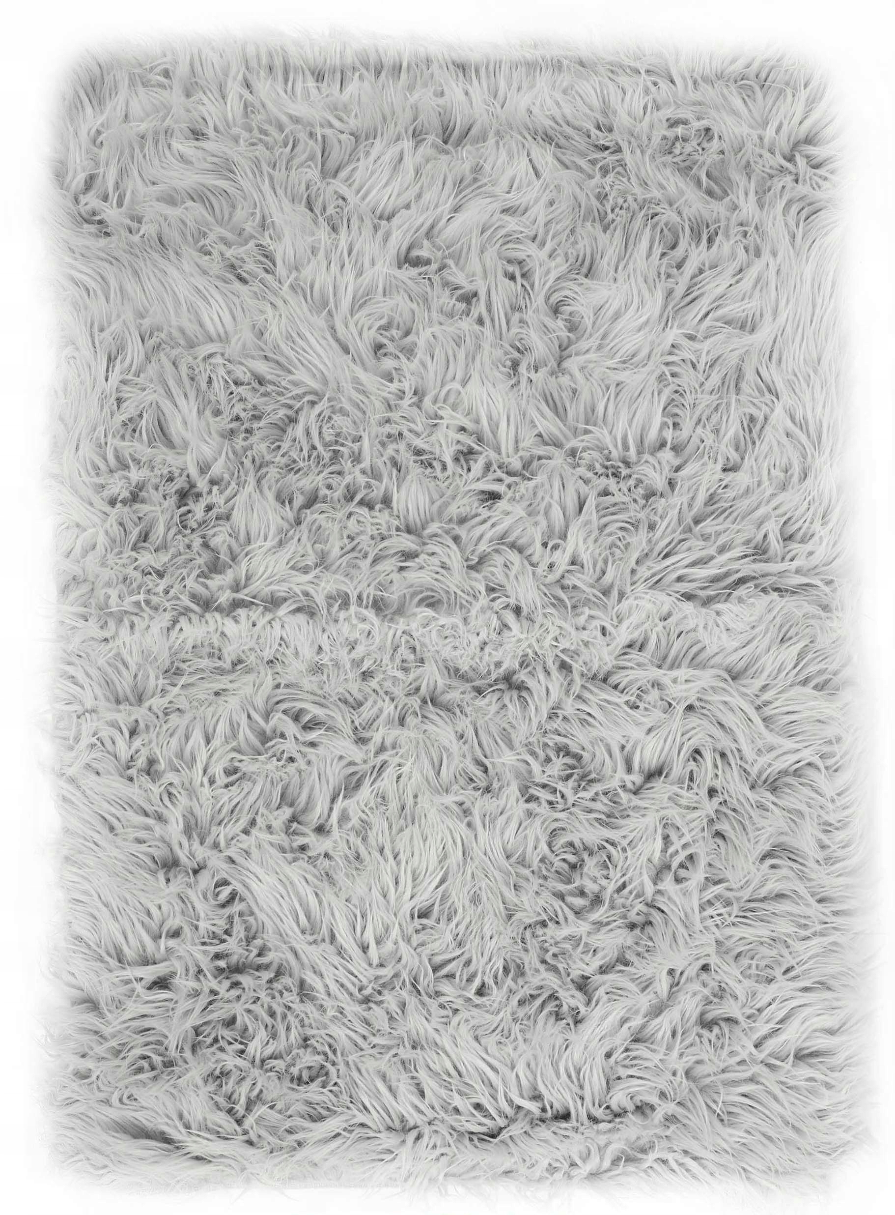 

Dywan Sztuczna Skóra Owcza Szara Puszysta 60x90cm