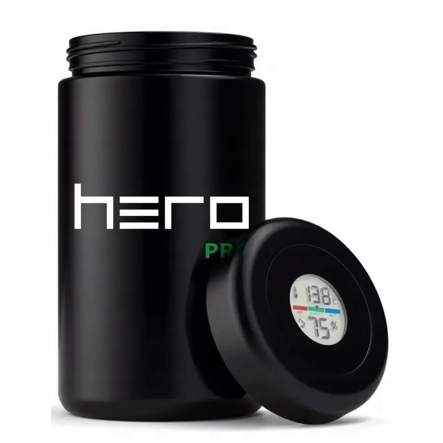 Skleněná bezzápachová nádoba Hero Pro 2000 ml s vlhkoměrem na bylinky