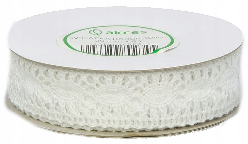 

Wstążka Koronka Bawełniana Biała 20MM X 4,5M/107