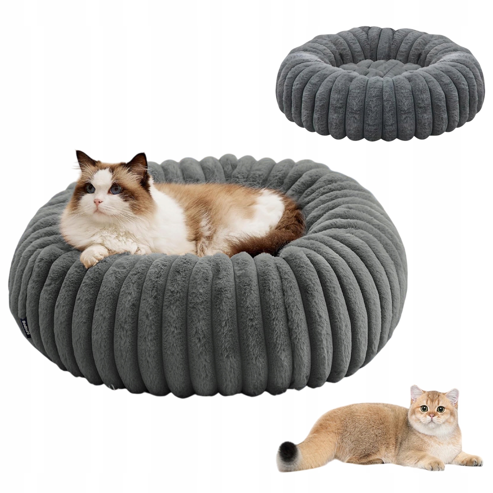 Levně Pelíšek Pro Zvířata 50X50 CM Komfortní Kulaté Pro Kočky A Psy, Šedé