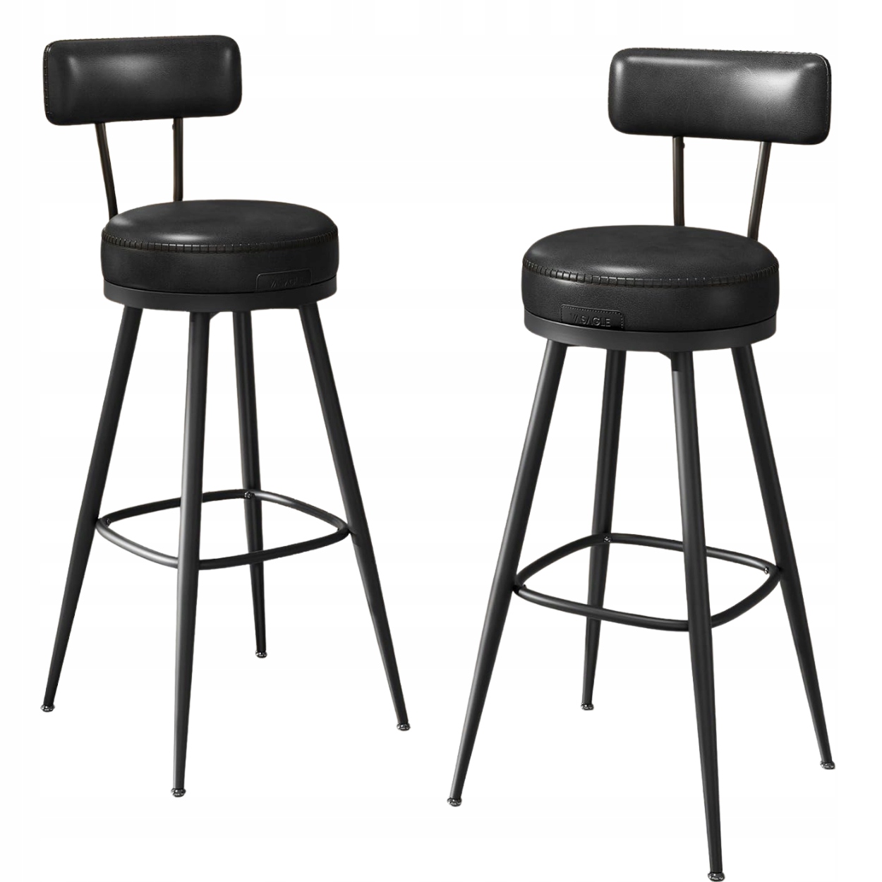Sada 2 otočných hokerov s opierkou barových stoličiek 76 cm Ekho čierna