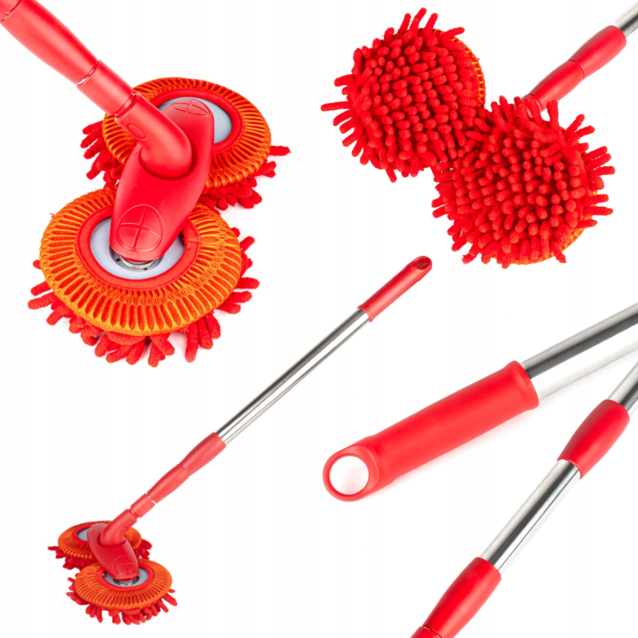 Szczotka Teleskopowa Do Mycia Auta Samochodu Mikrofibra Mop Miękka Obrotowa