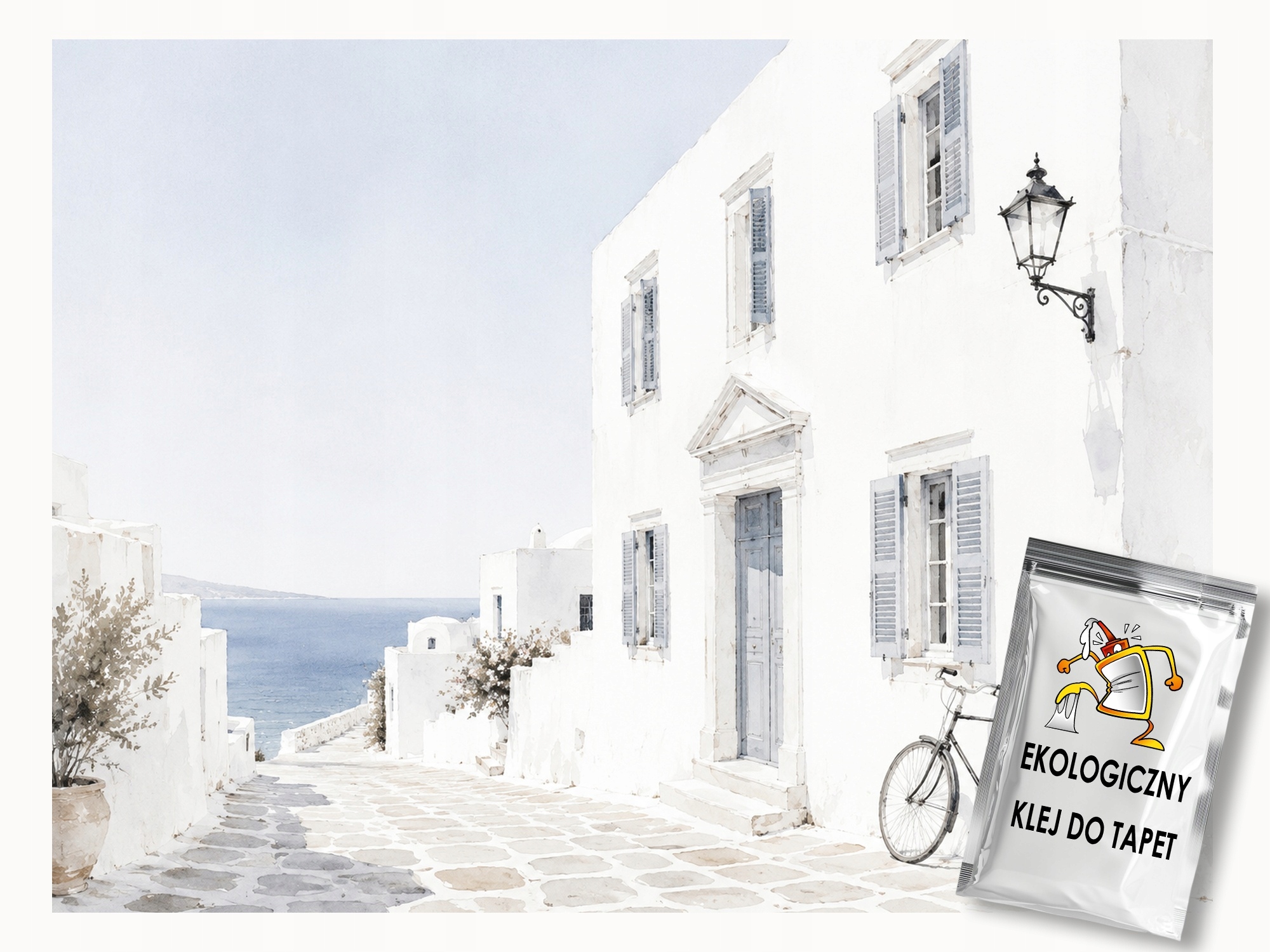 Fototapeta Flizelina Řecko Cyklady Mykonos Dům Ulice Moře 208x146 130g