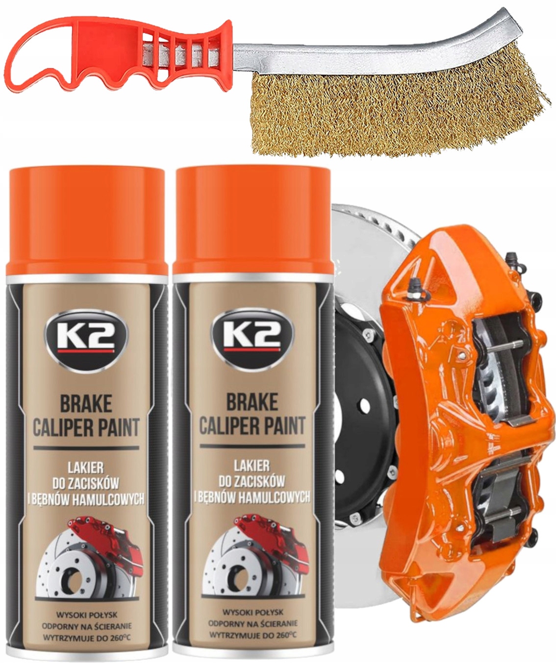 2x K2 Brake Caliper Farba Lakier Do Zacisków Hamulcowych Spray Pomarańcz