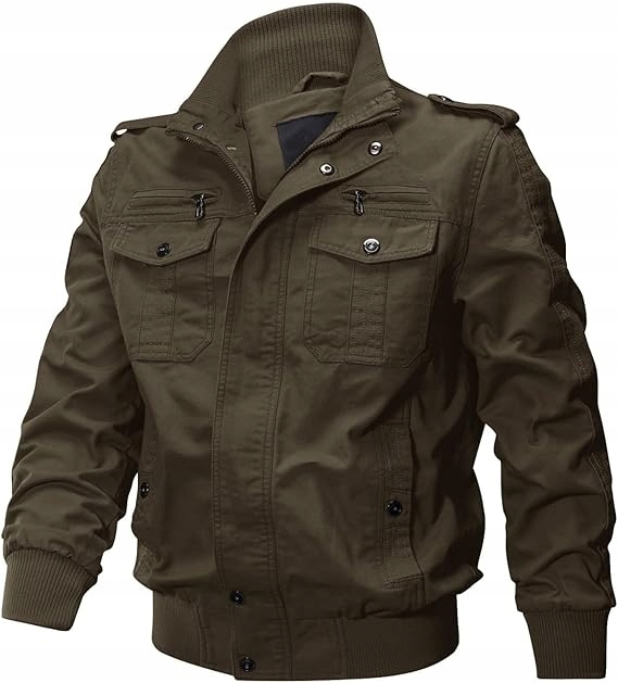 Bunda Bomber Pánská vojenská cargo přechodová outdoor bavlněná zipová XL