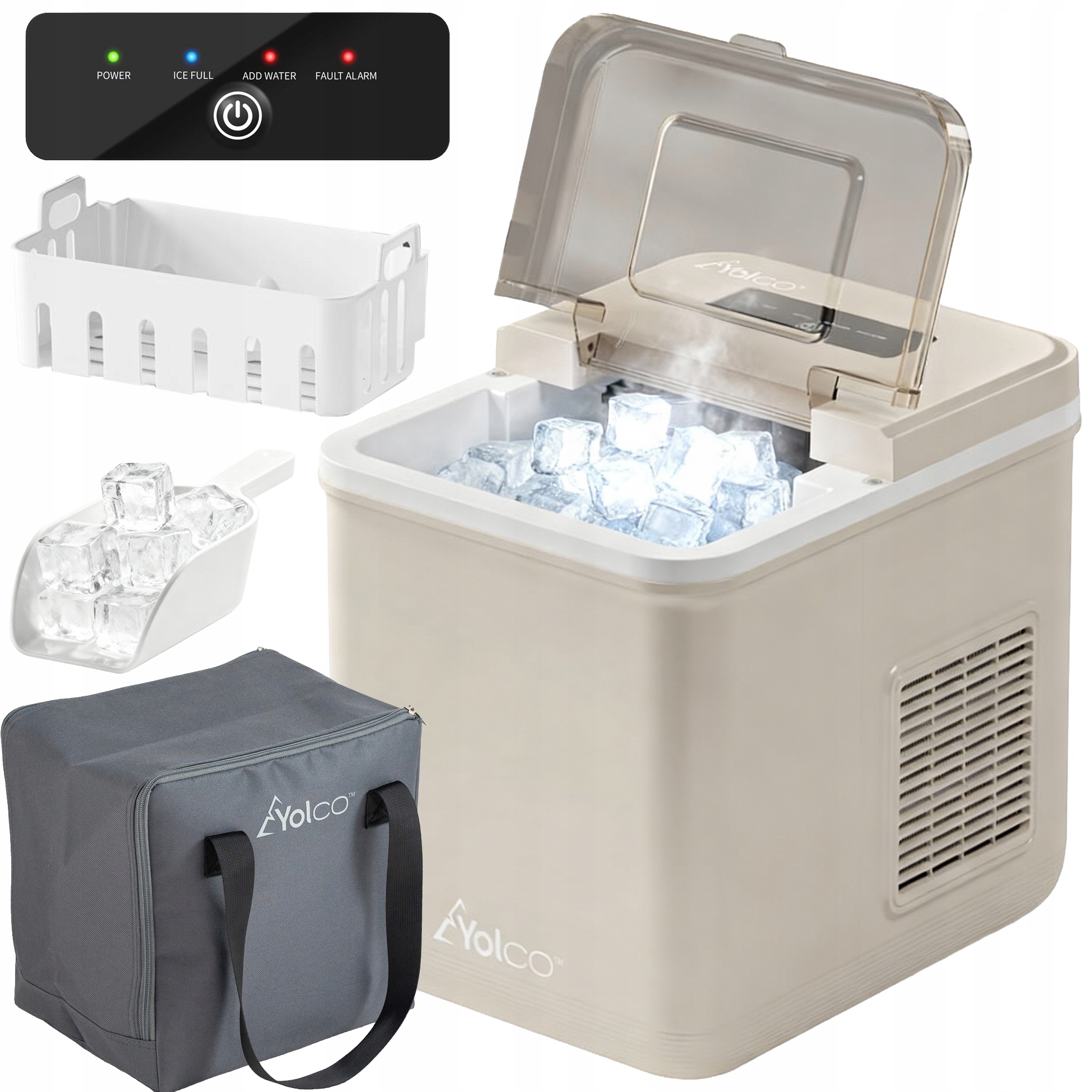 Přenosný Mobilní Výrobník Ledu Yolco 12V 24V 230V pro kempování V Autě