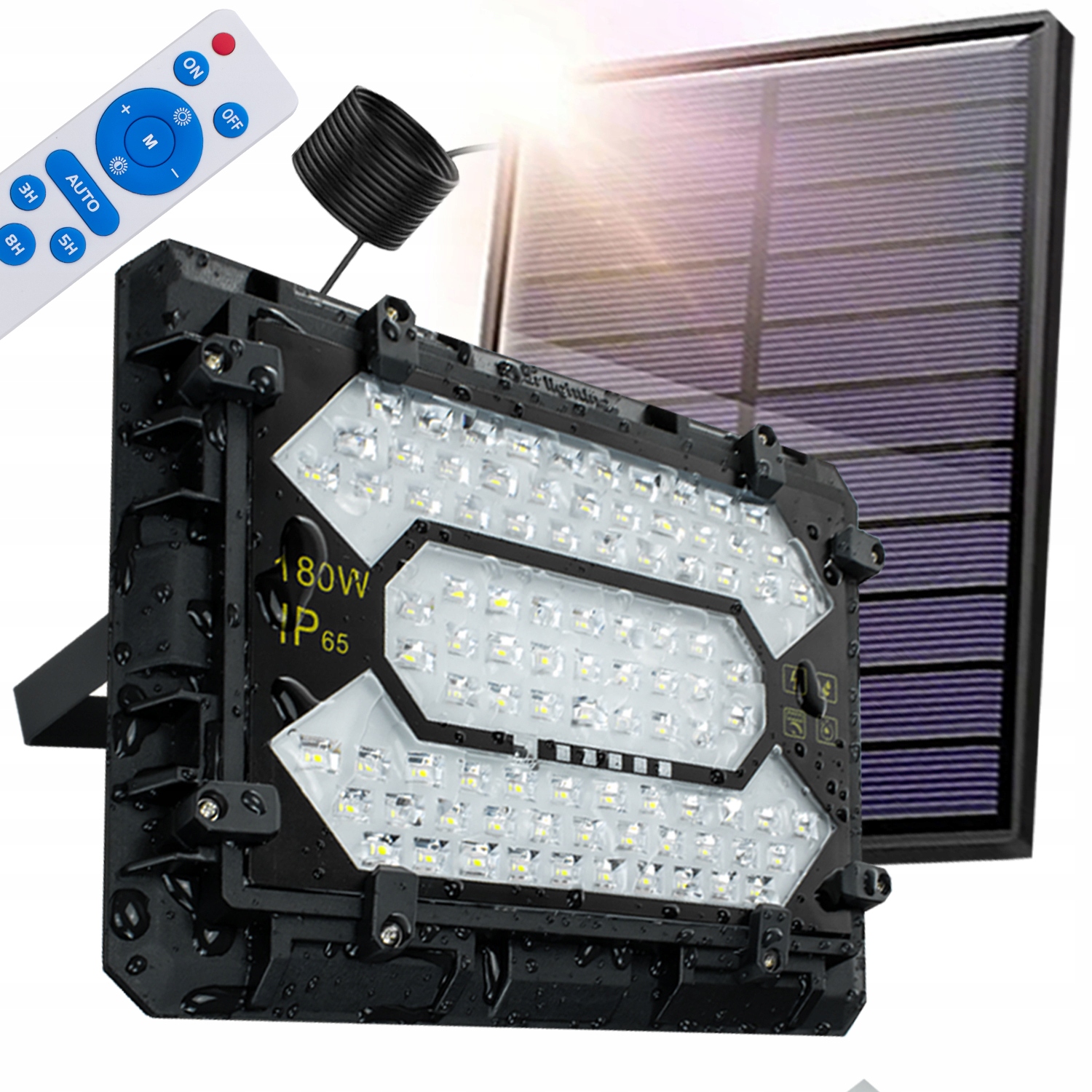 Velmi výkonný solární halogenový Led reflektor 180W Venkovní lampa dálkové ovládání