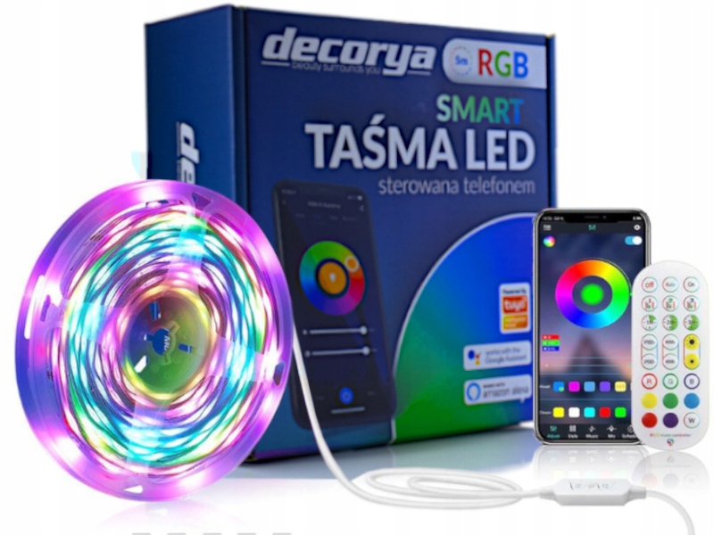 Led pásek Rgb 5m Smart IP65 Sada Napájecí zdroj Dálkový Ovladač