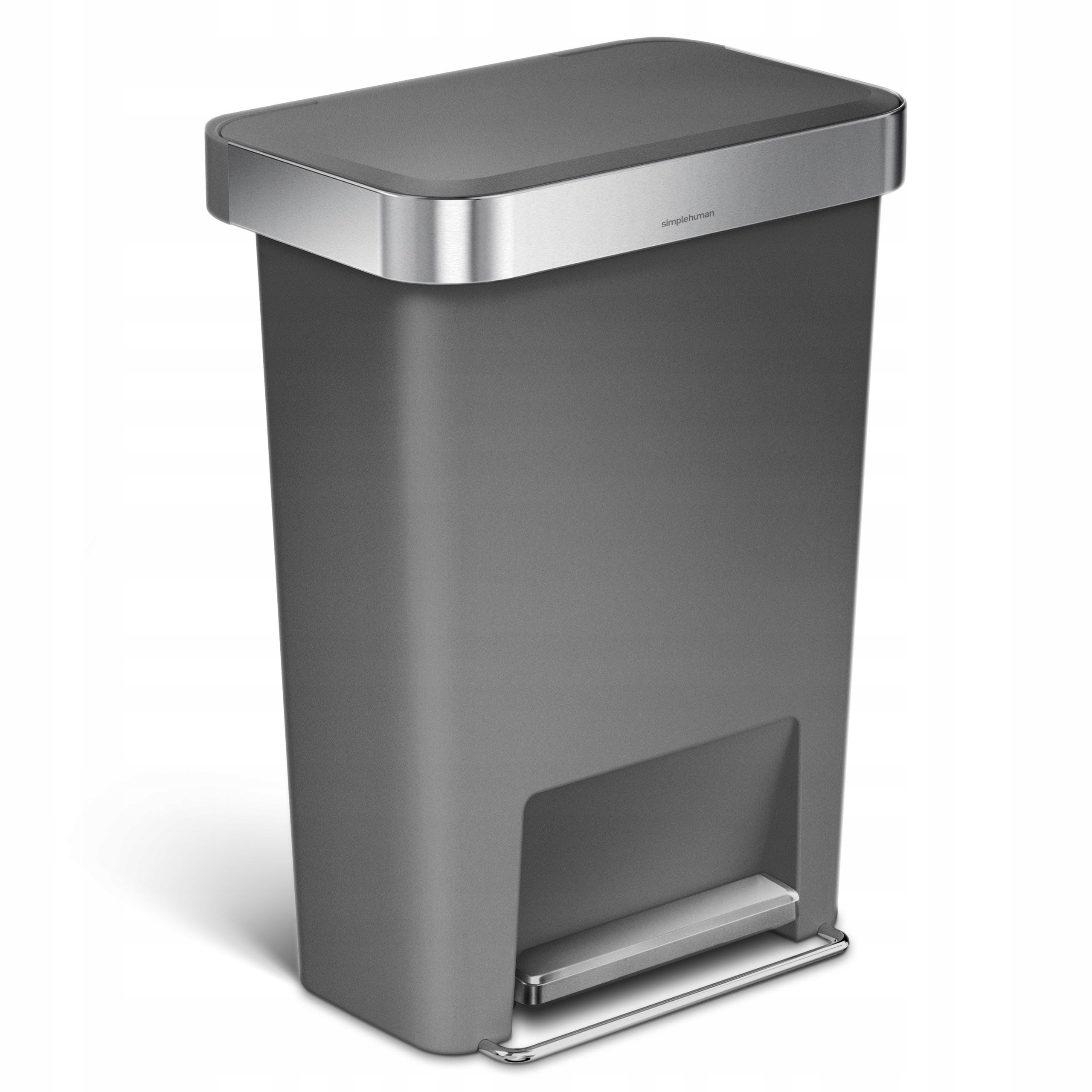 Simplehuman – Kosz Na Śmieci Pedałowy 45L Z Kieszenią Na Worki – Szary