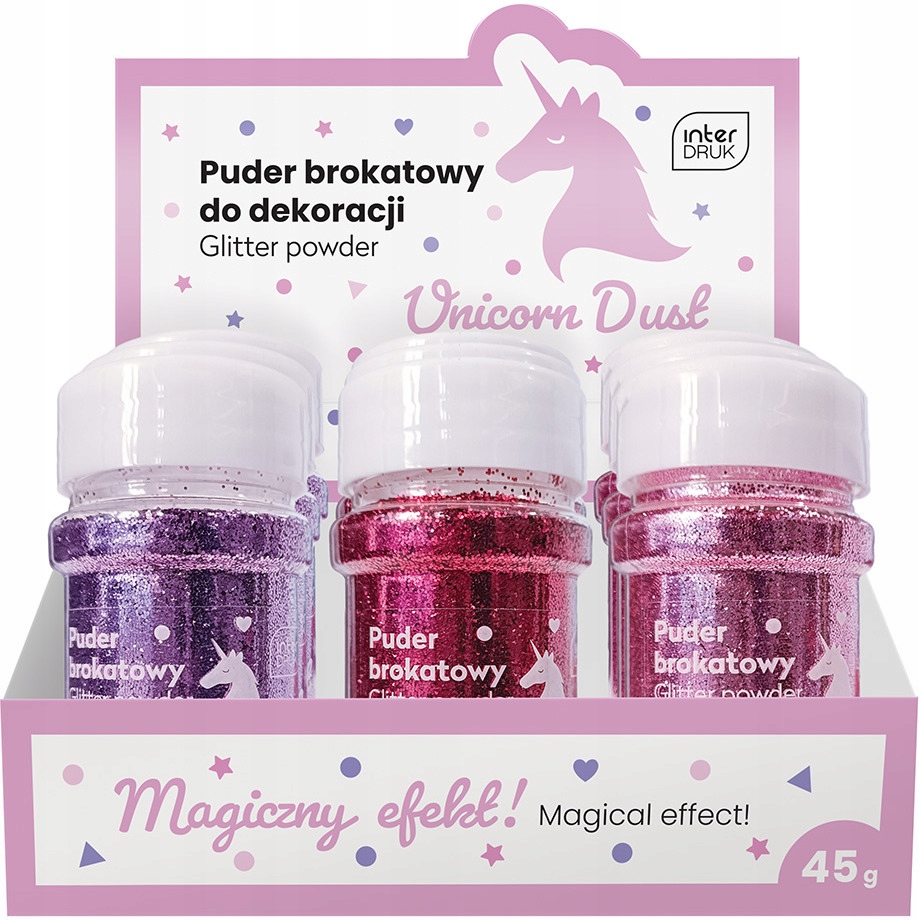 Pudr Třpytky na zdobení 45g Unicorn Dust 9 kusů Interdruk