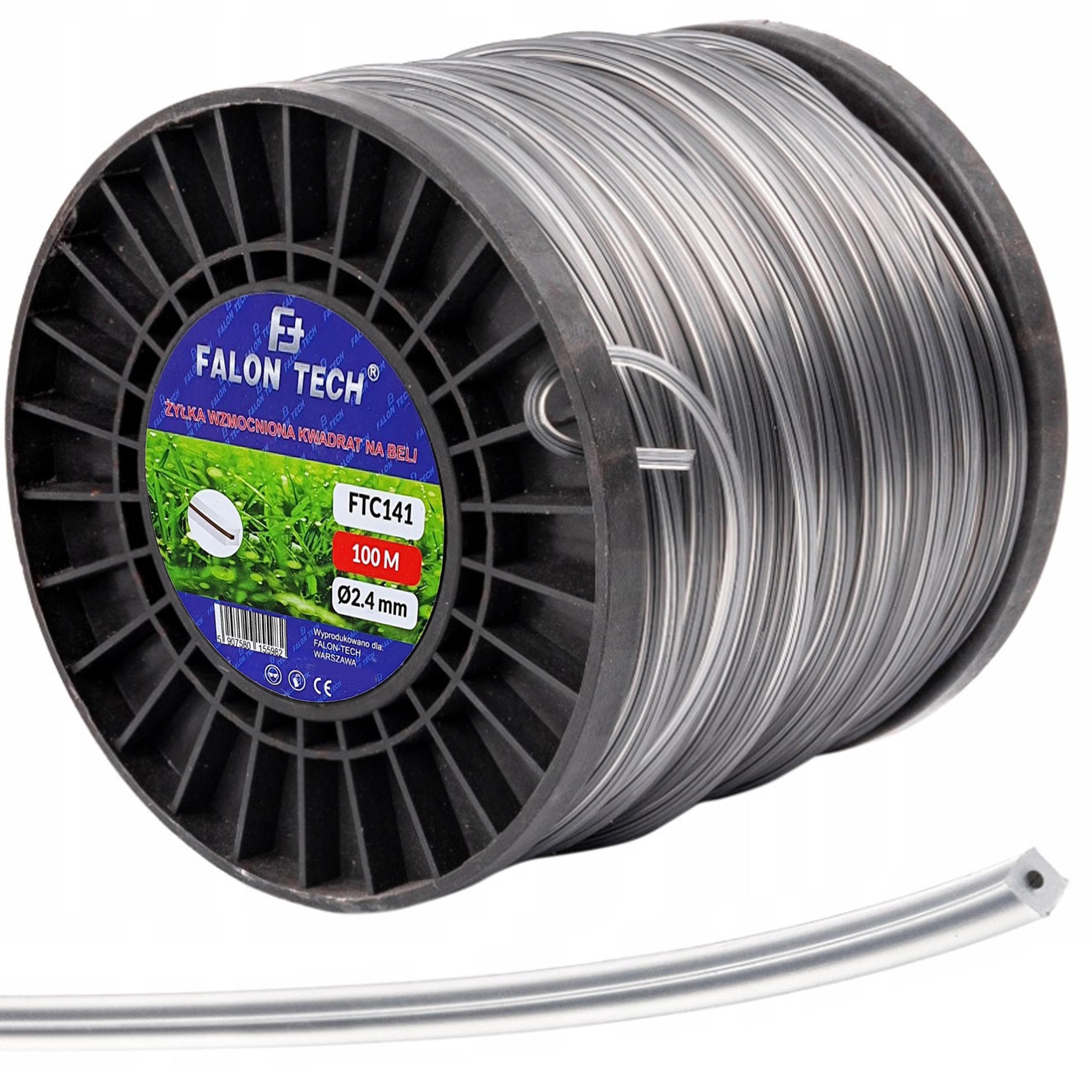 ŻYŁKA KOSY WZMACNIANA Z DRUTEM 2,4MM 100M ZBROJONA