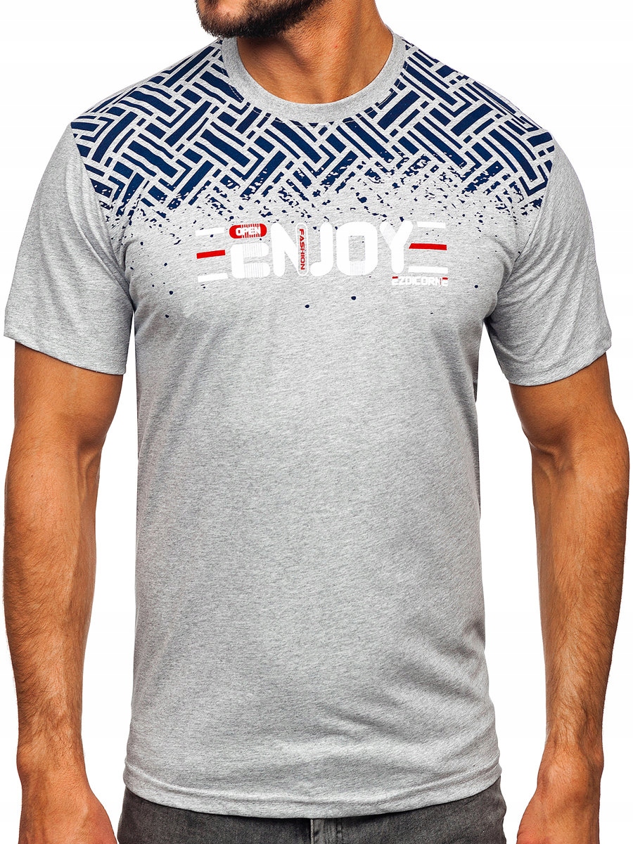 

T-shirt Koszulka Męska Szara 14720 DENLEY_2XL