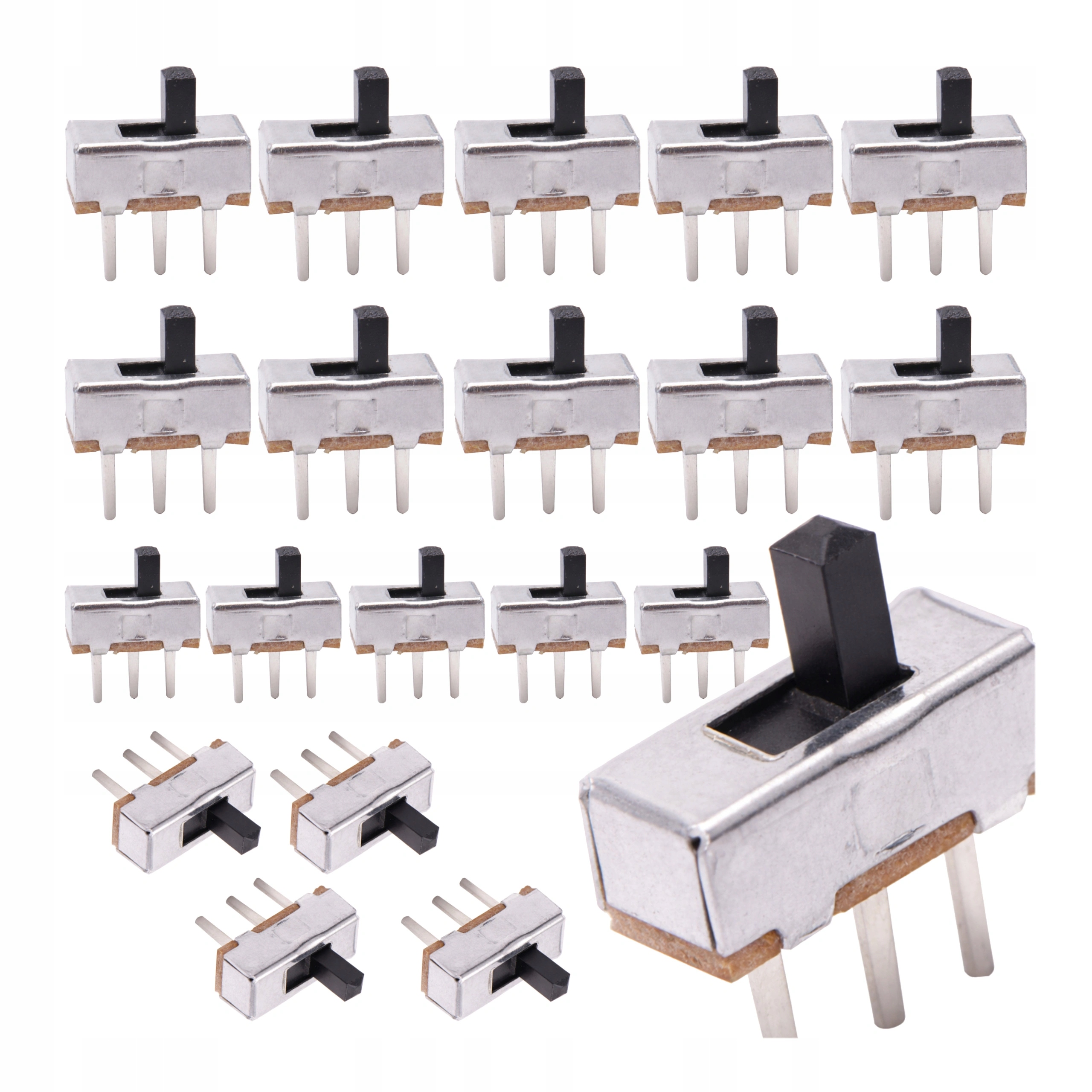 20x Przełącznik Suwakowy 9x4mm 3-pin do Pcb Tht 2 pozycje 2.54 mm On-on