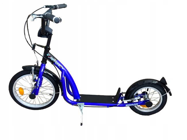 Městská dvoukolová koloběžka s nafukovacími koly Spartan 16/12", modrá