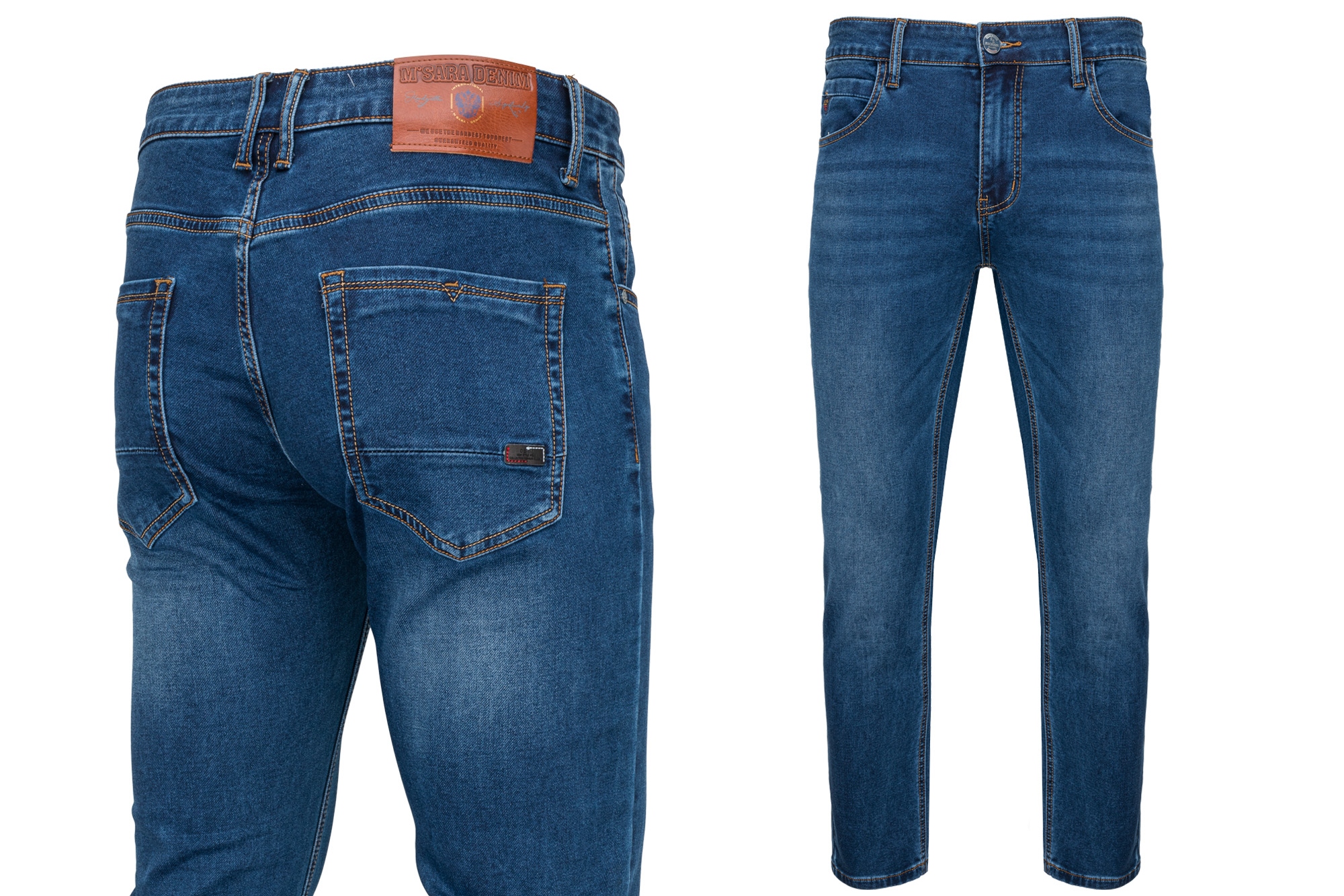 Pánské Kalhoty Modré Džíny Jednoduché Klasické S Elastanem Casual: 33/30