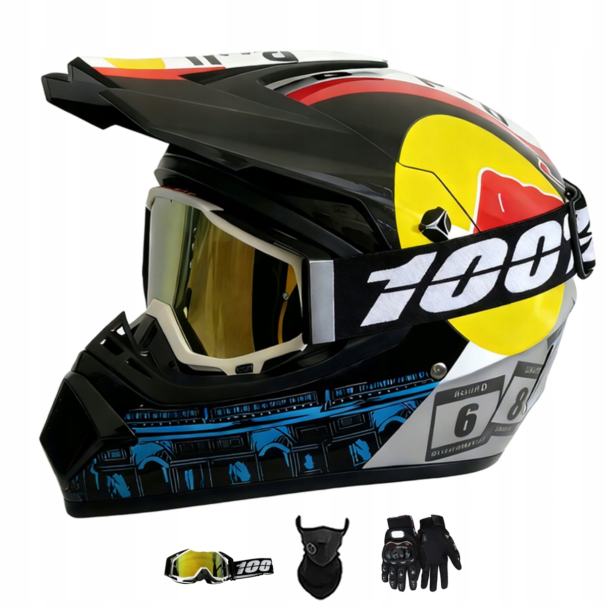 Motocyklová Přilba Lehká Enduro Quada Brýle Rukavice Maska XL