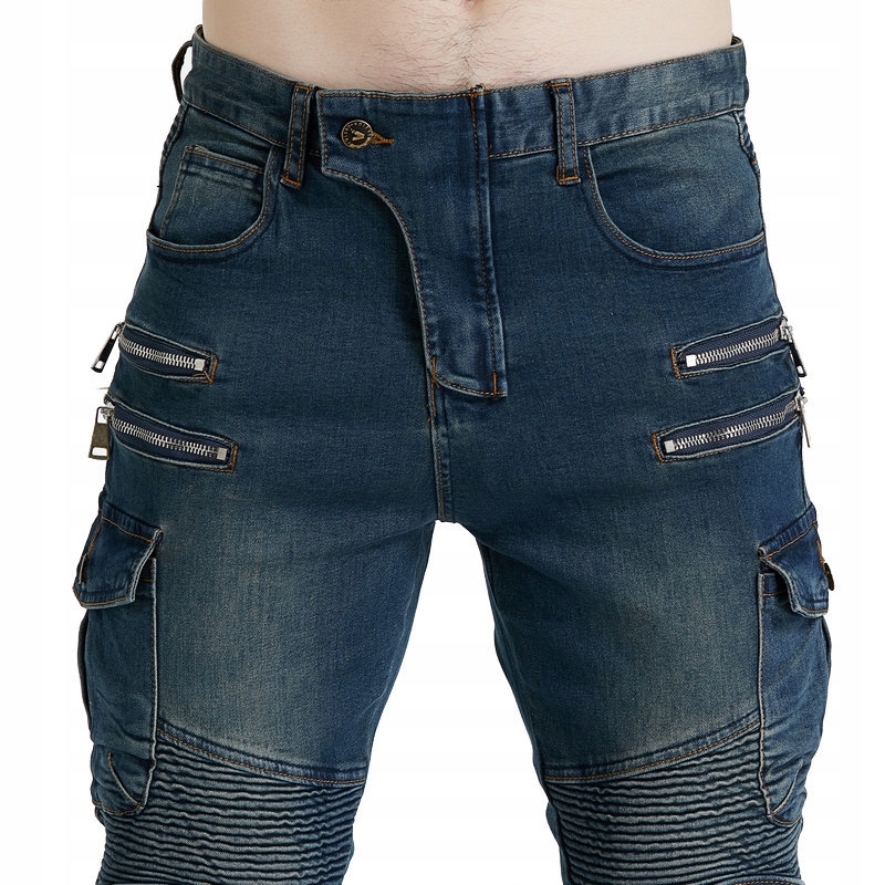 MEN'S JEANS MOTORCYCLE TROUSERS Materiał jeans