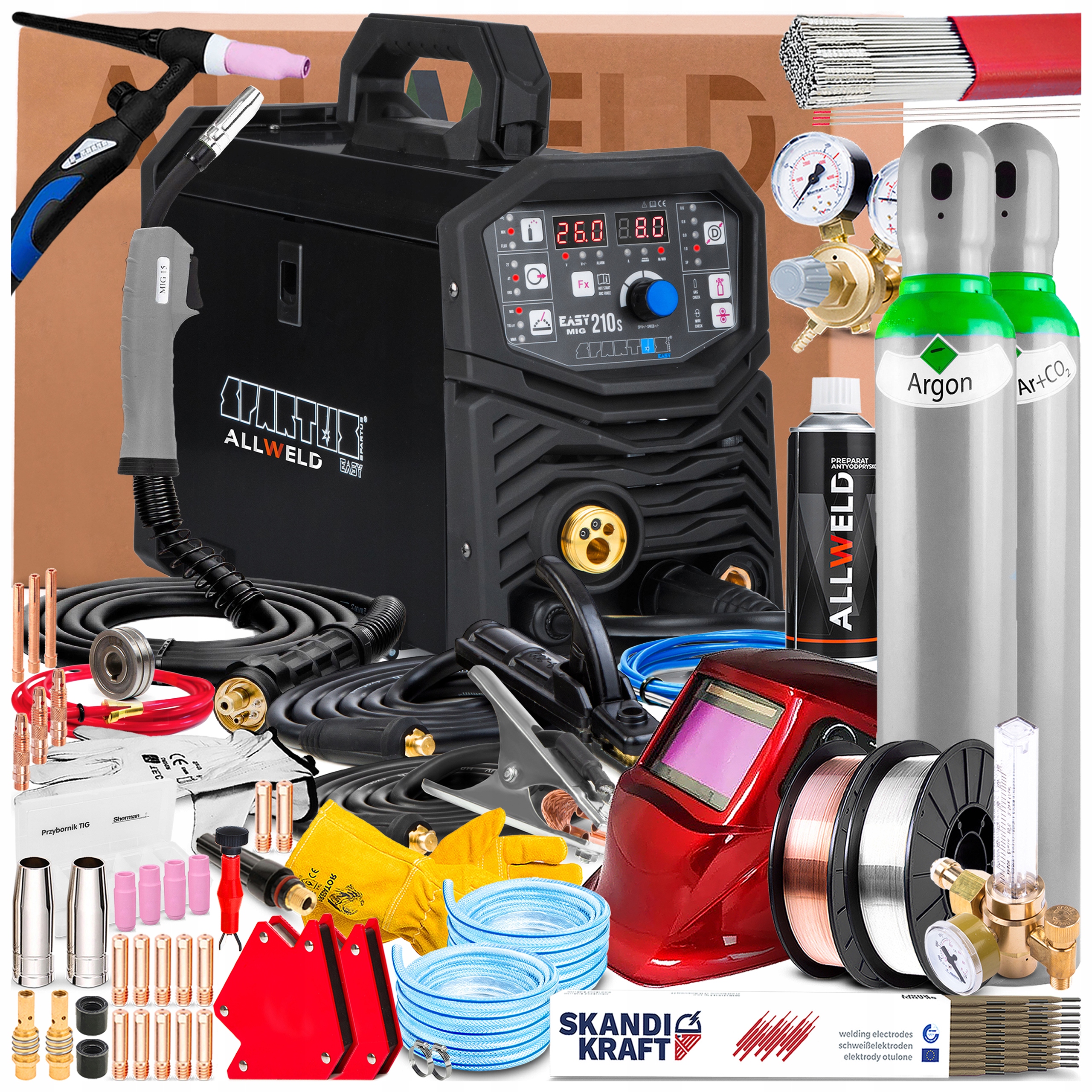 Spawarka Spartus Easymig 210S 230V Synergia Tig Lift Lutospawanie 2T/4T